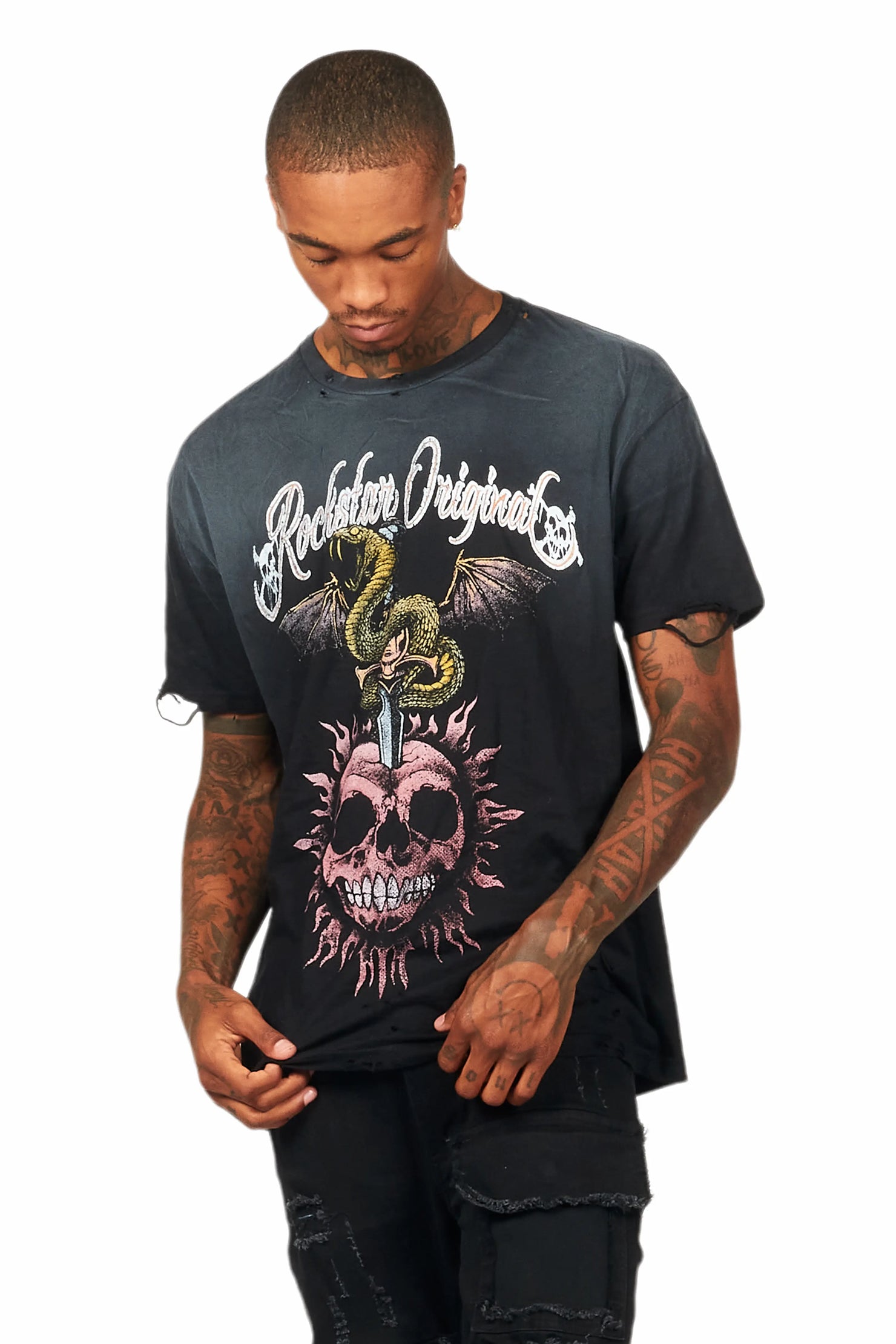 Banjo Black Graphic Oversized T-Shirt