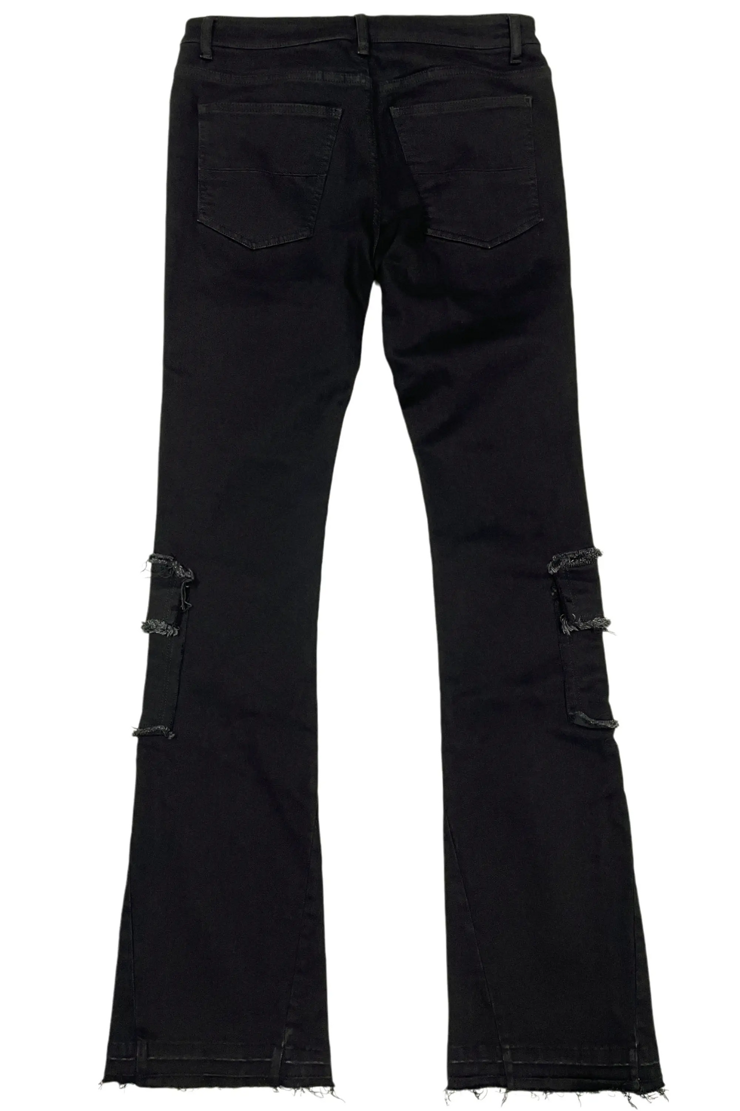 Tyrell Black Stacked Flare Cargo Jean