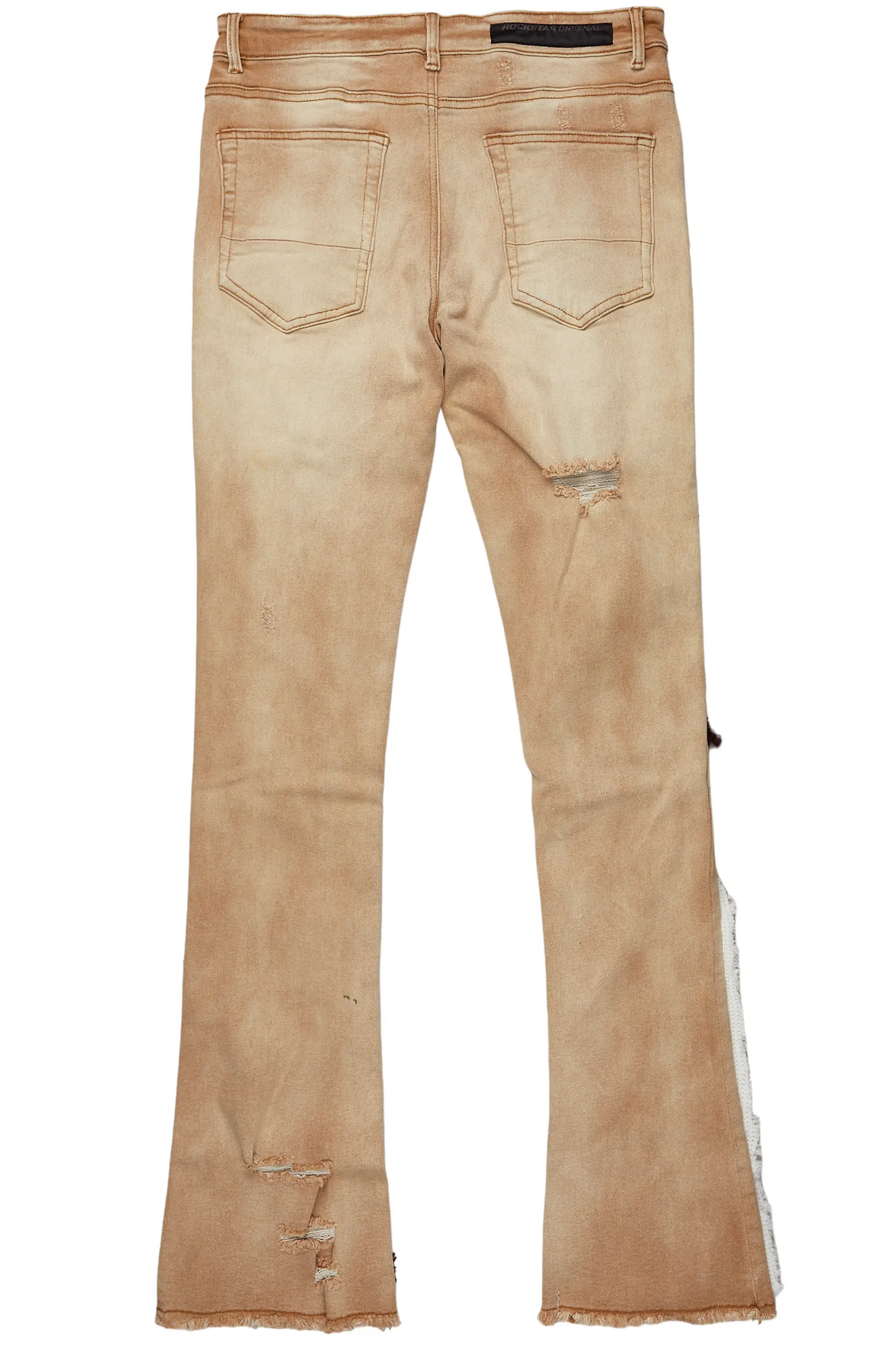 Destry Tan Patchwork Stacked Flare Jean