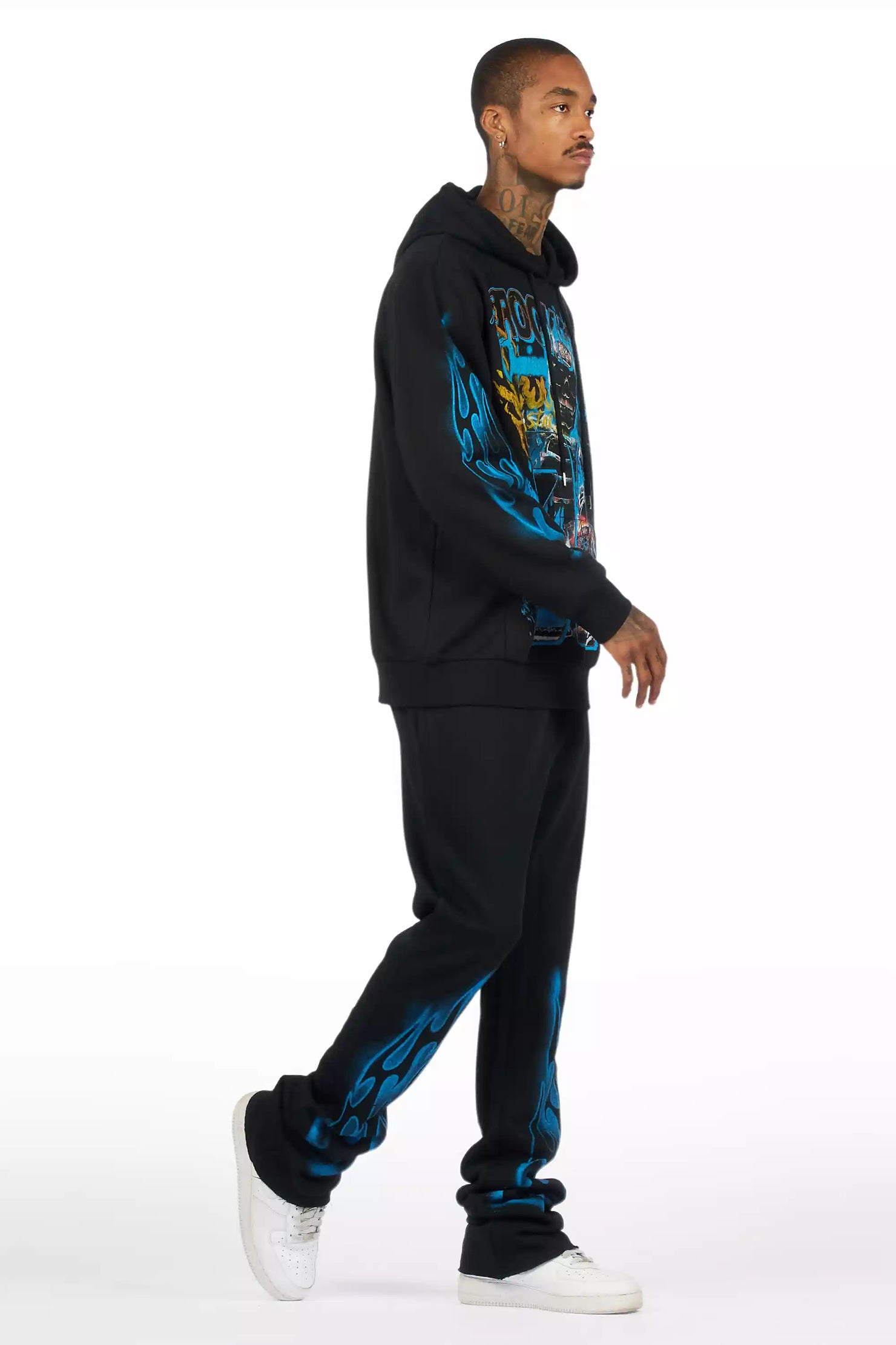 Eros Black Hoodie/Stacked Pant Track Set