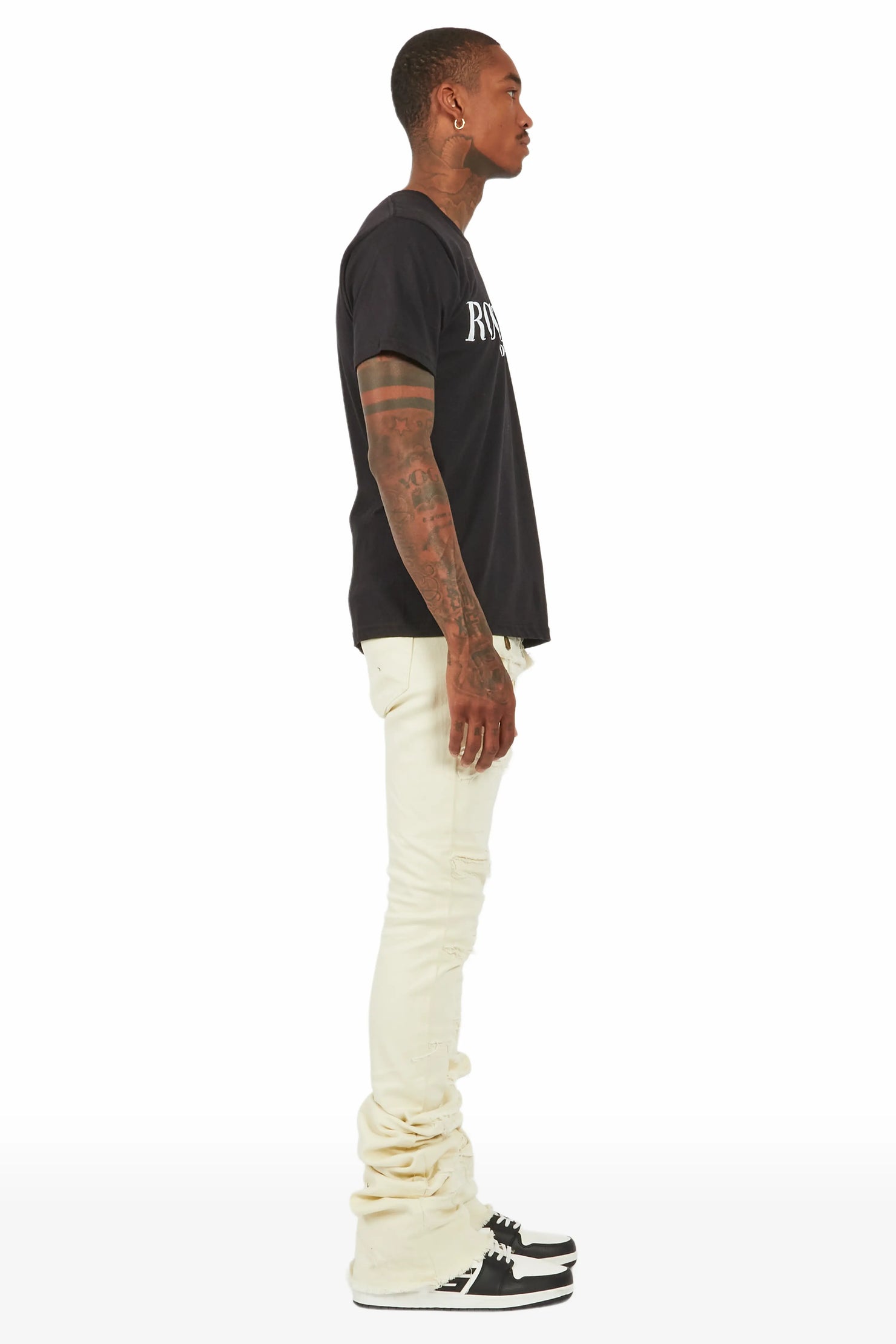 Zevon Cream Super Stacked Flare Jean