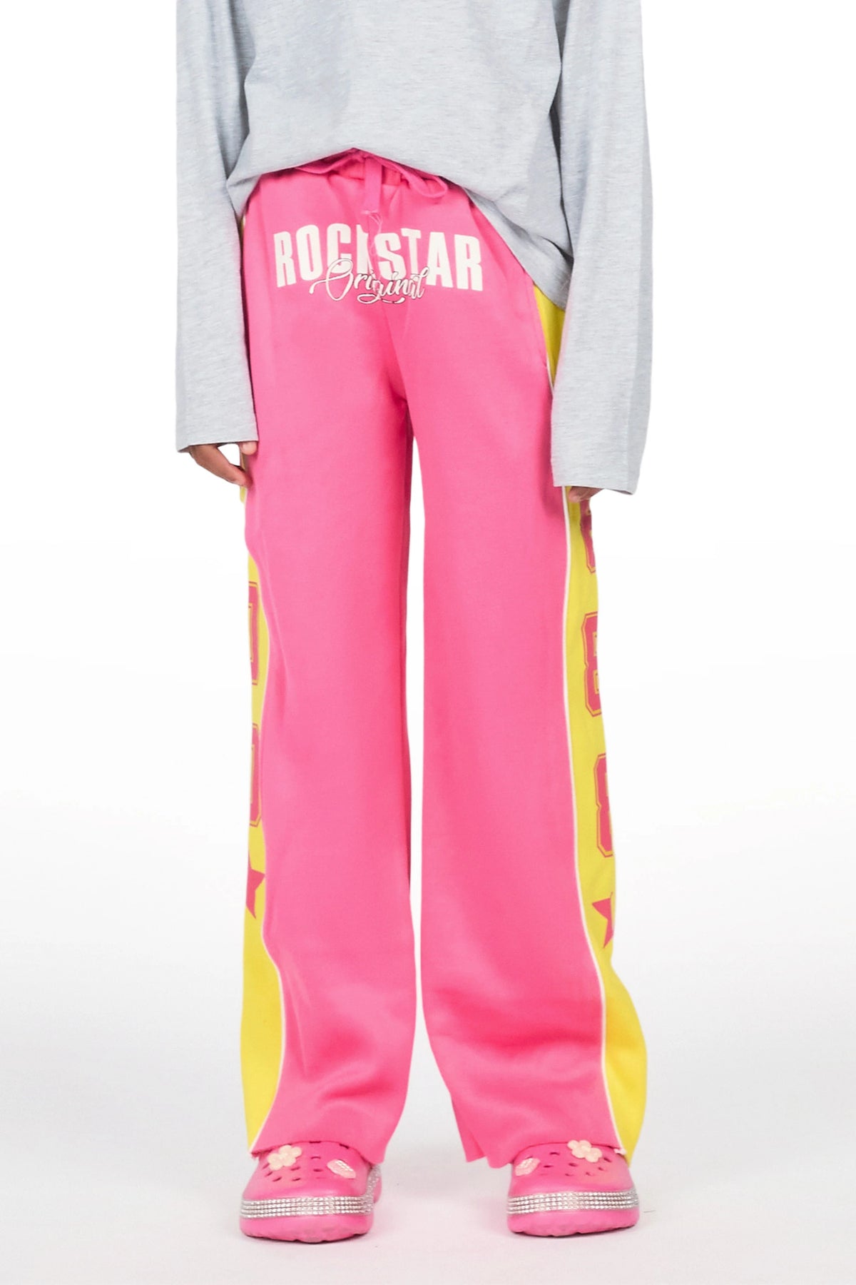 Girls Airelle Pink/Yellow Baggy Track Pant