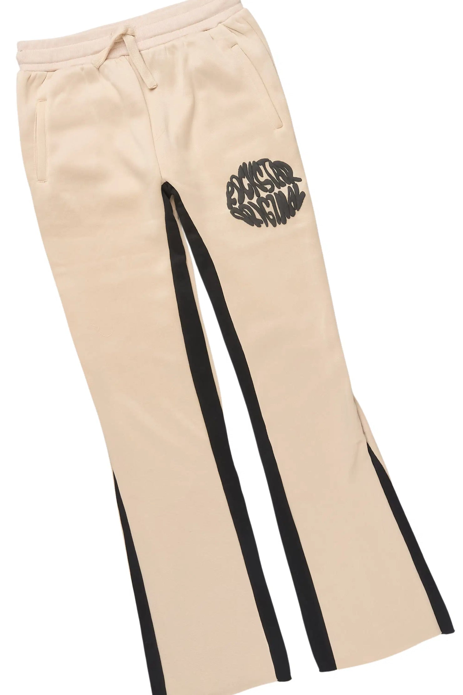 Boys Thierry Tan/Black Stacked Flare Track Pant Set