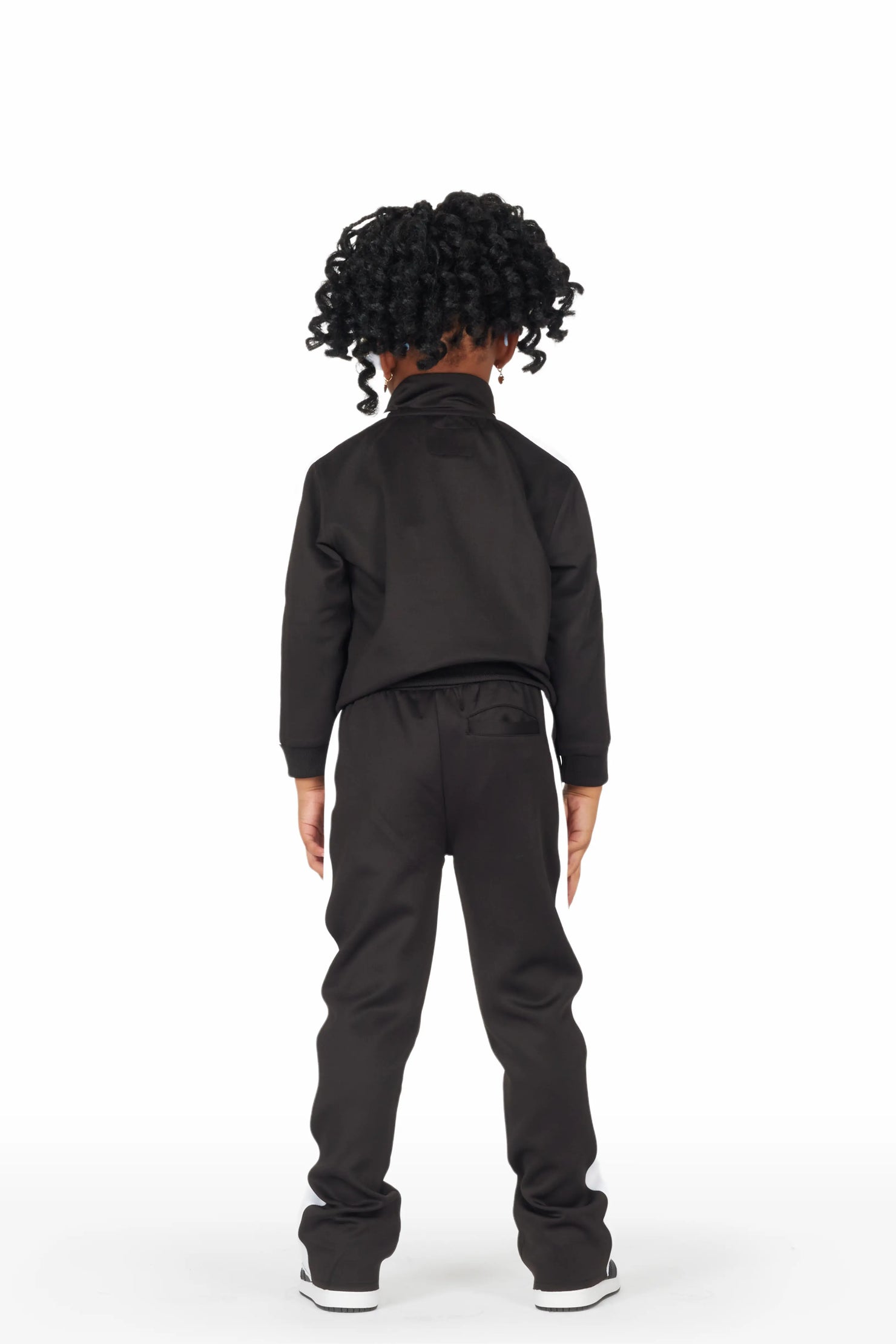 Girls Dravee Black Tricot Stacked Flare Track Set