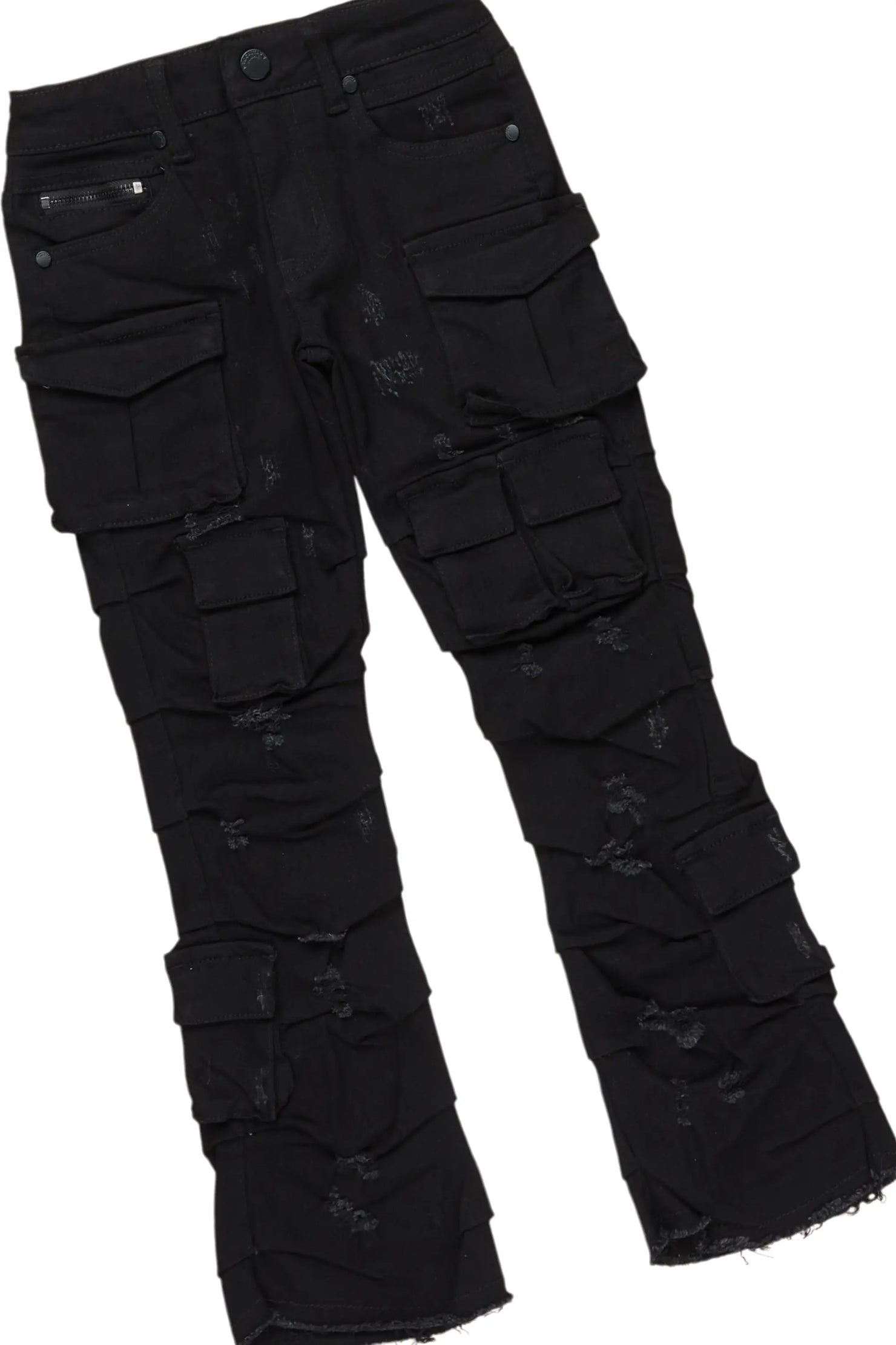 Boys All Eyes Vintage Navy/Black Hoodie/Stacked Flare Jean Set