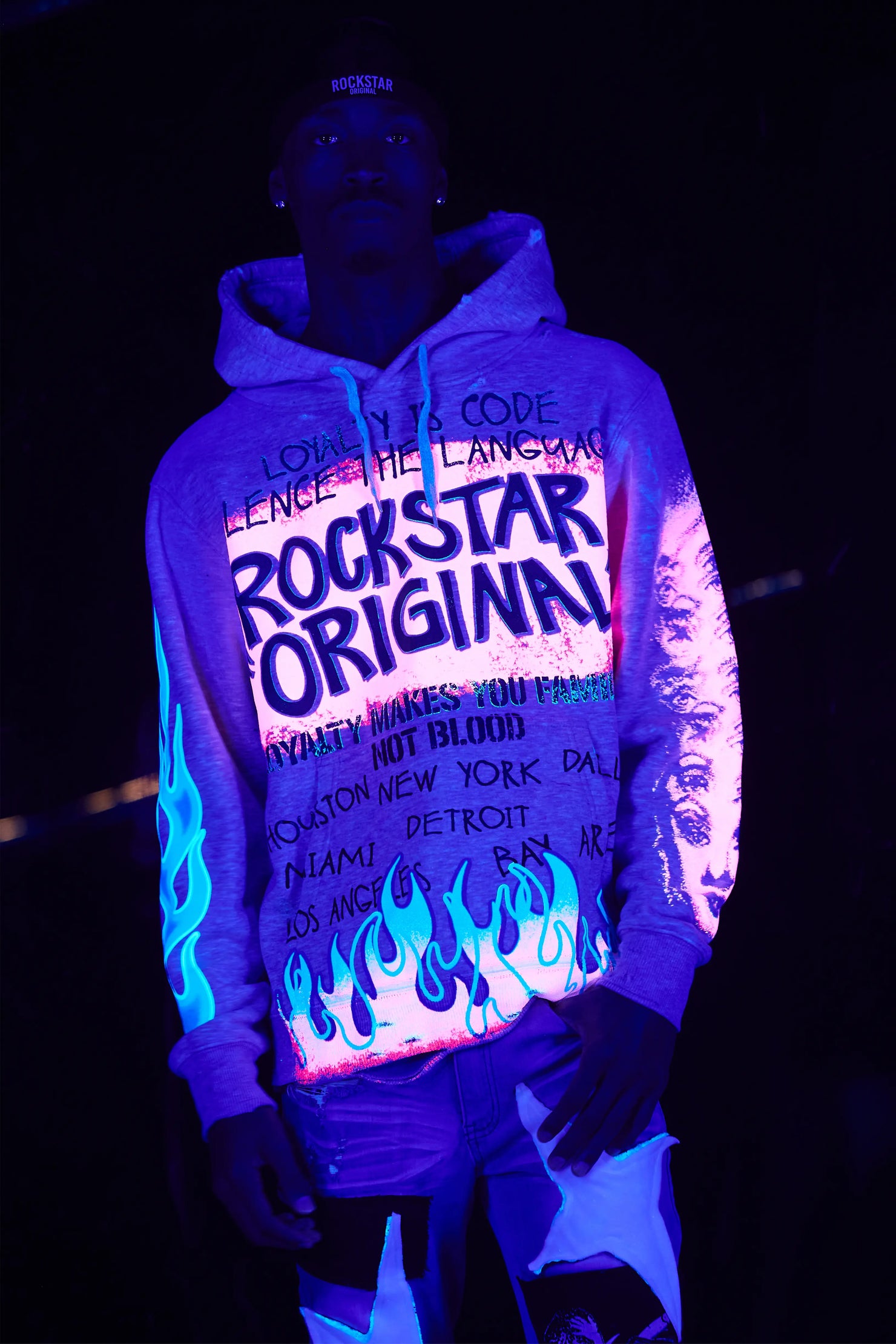 Beno Heather Grey Distressed Graphic Hoodie