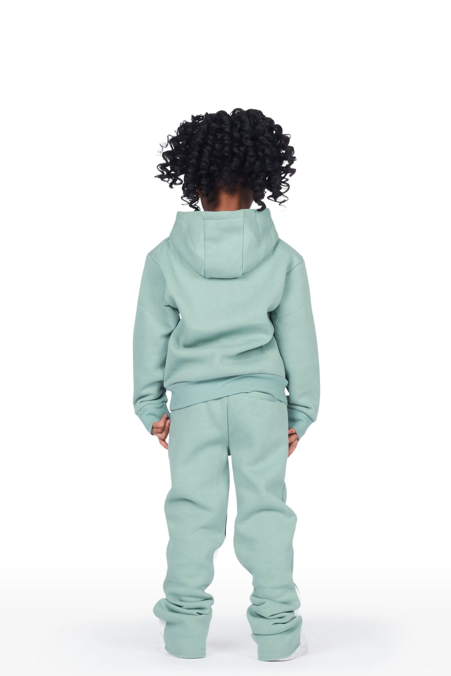 Girls Artie Sage/White Hoodie Stacked Flare Track Set