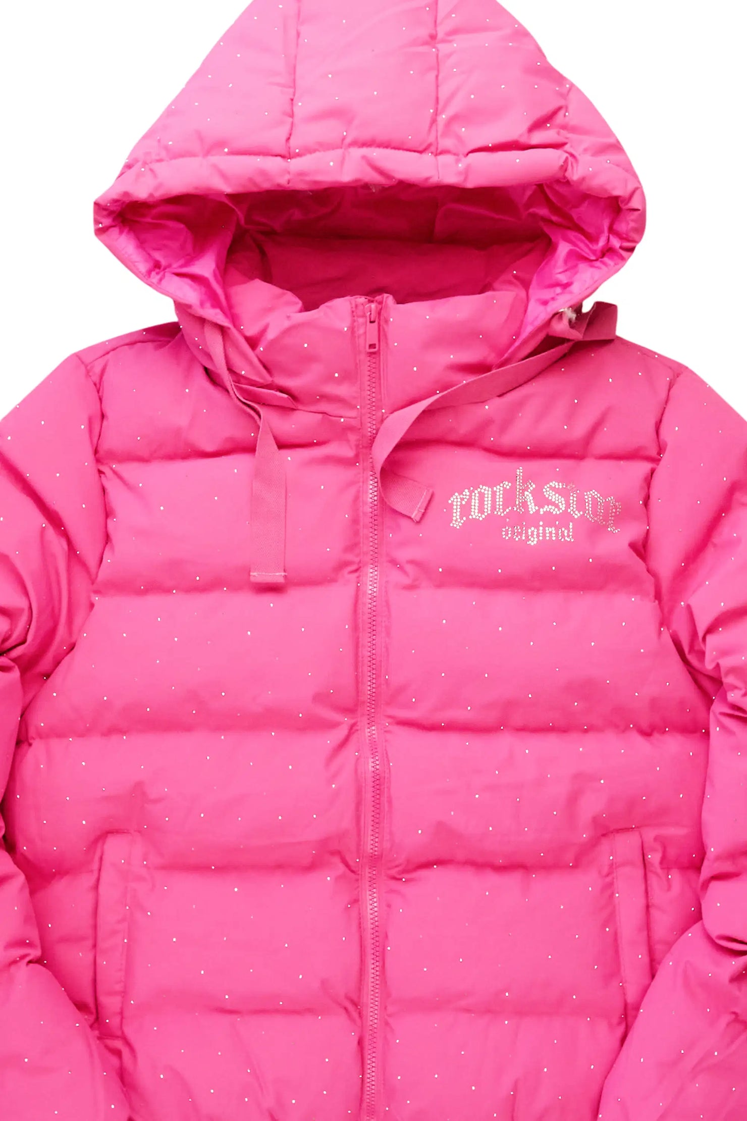 Onellia Hot Pink Rhinestone Puffer Jacket