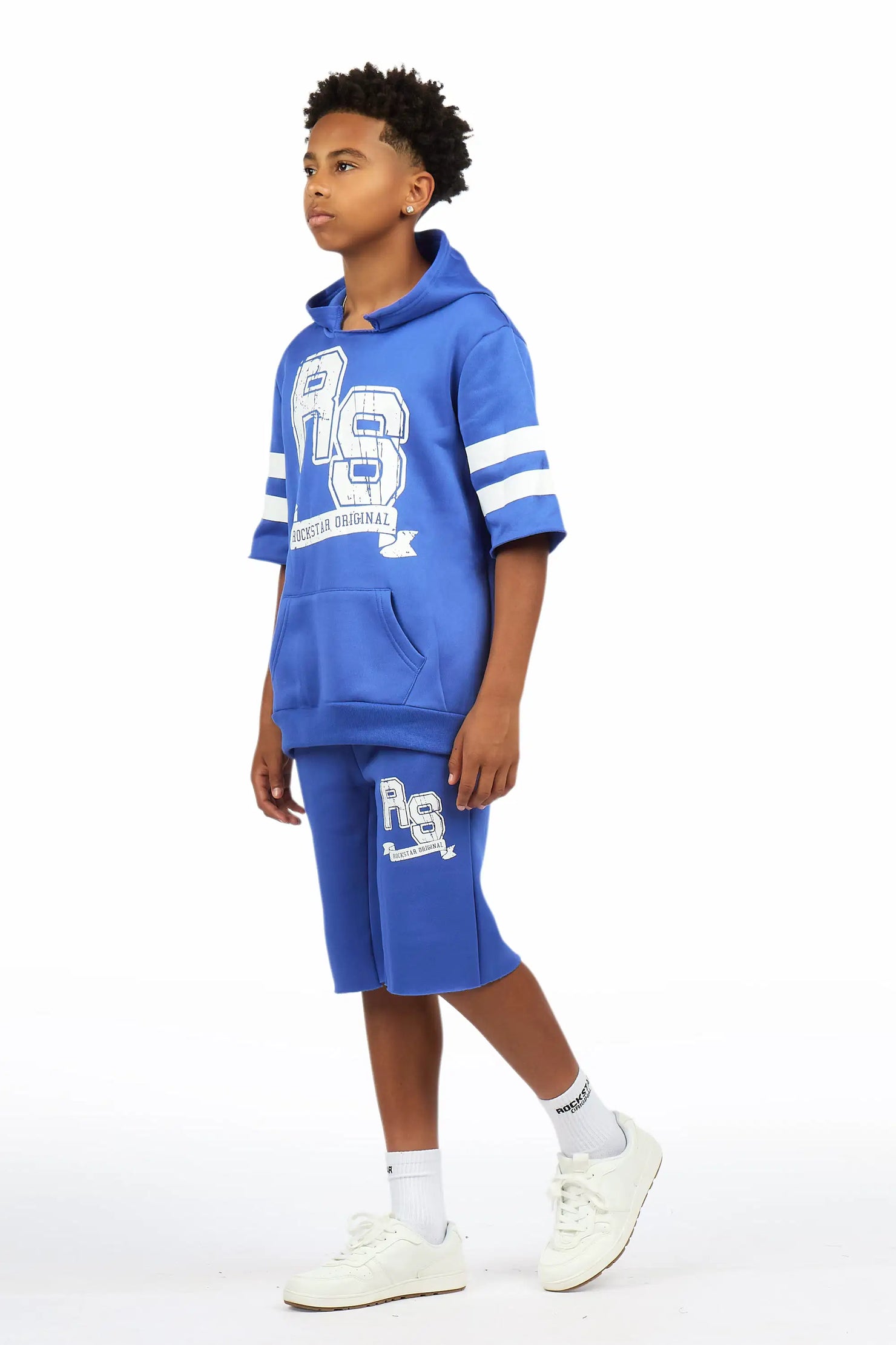 Boys Alik Royal Blue Hooded Fleece Short Set