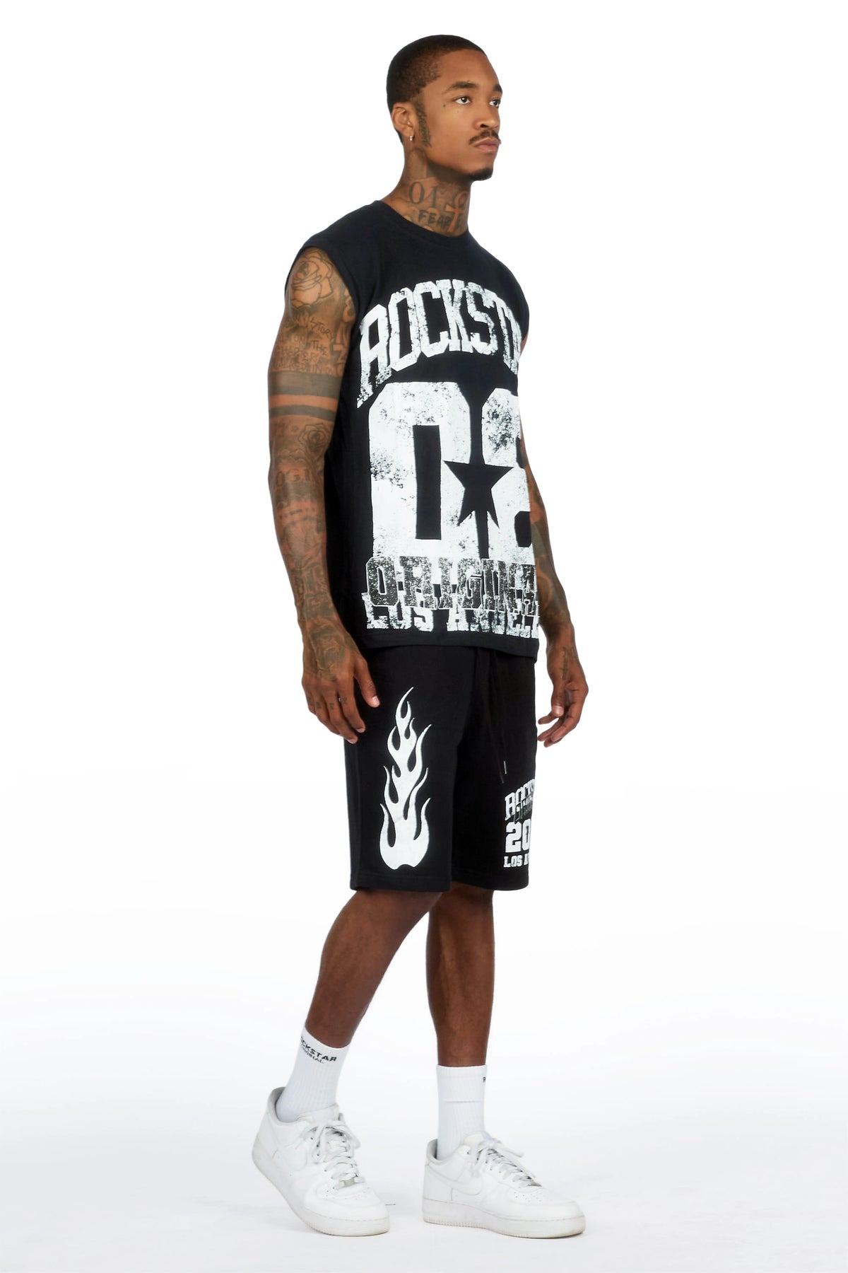 Edel Black Cut Sleeve T-Shirt Short Set