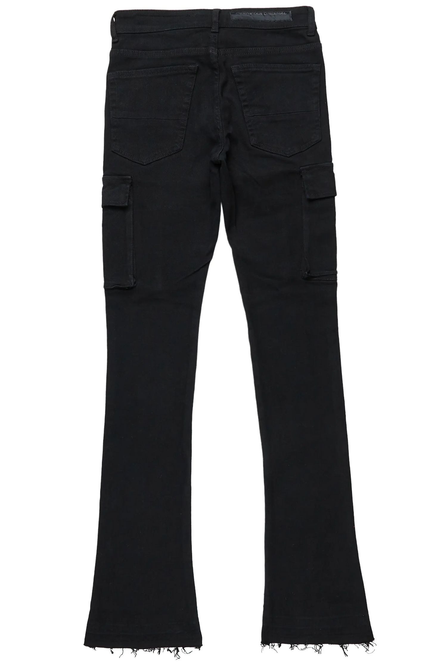 Sarg Black Cargo Stacked Flare Jean