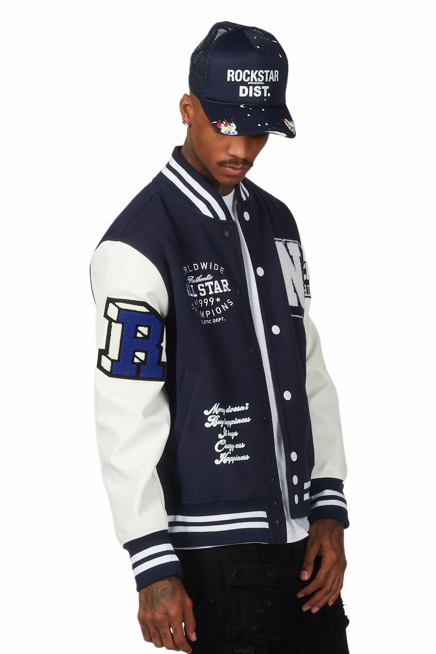 Himiko Navy Varsity Jacket