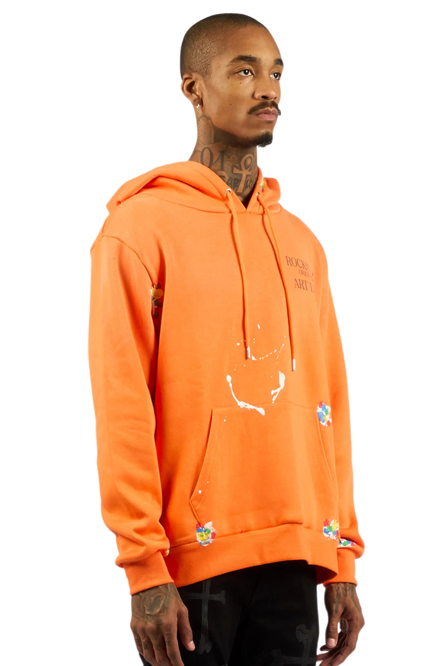 Rockstar Art Dist. Orange Graphic Relaxed Hoodie