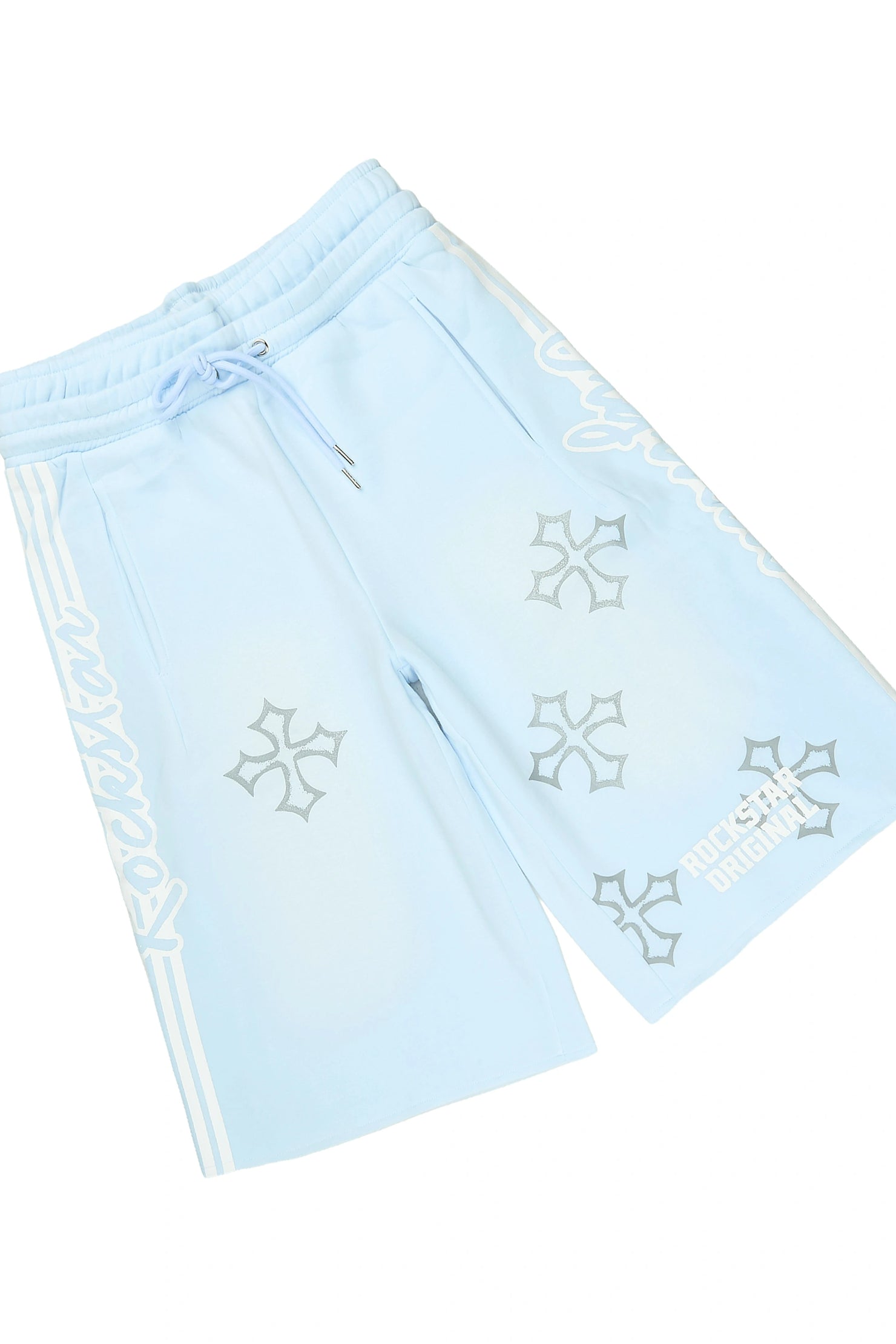 Osso Sky Blue Cut Sleeve T-Shirt Double Waisted Jort Set