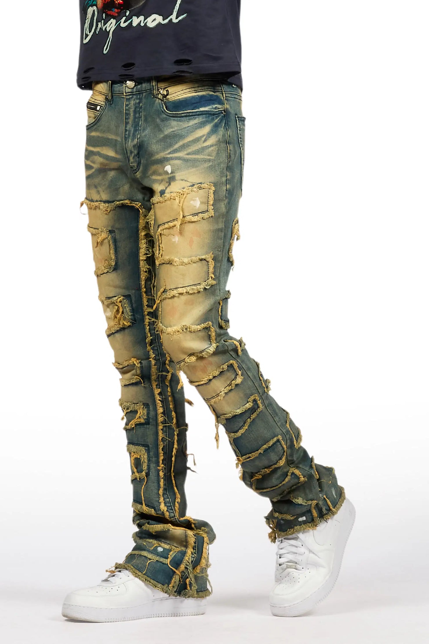 Shake Tint Dirty Blue Stacked Flare Jean