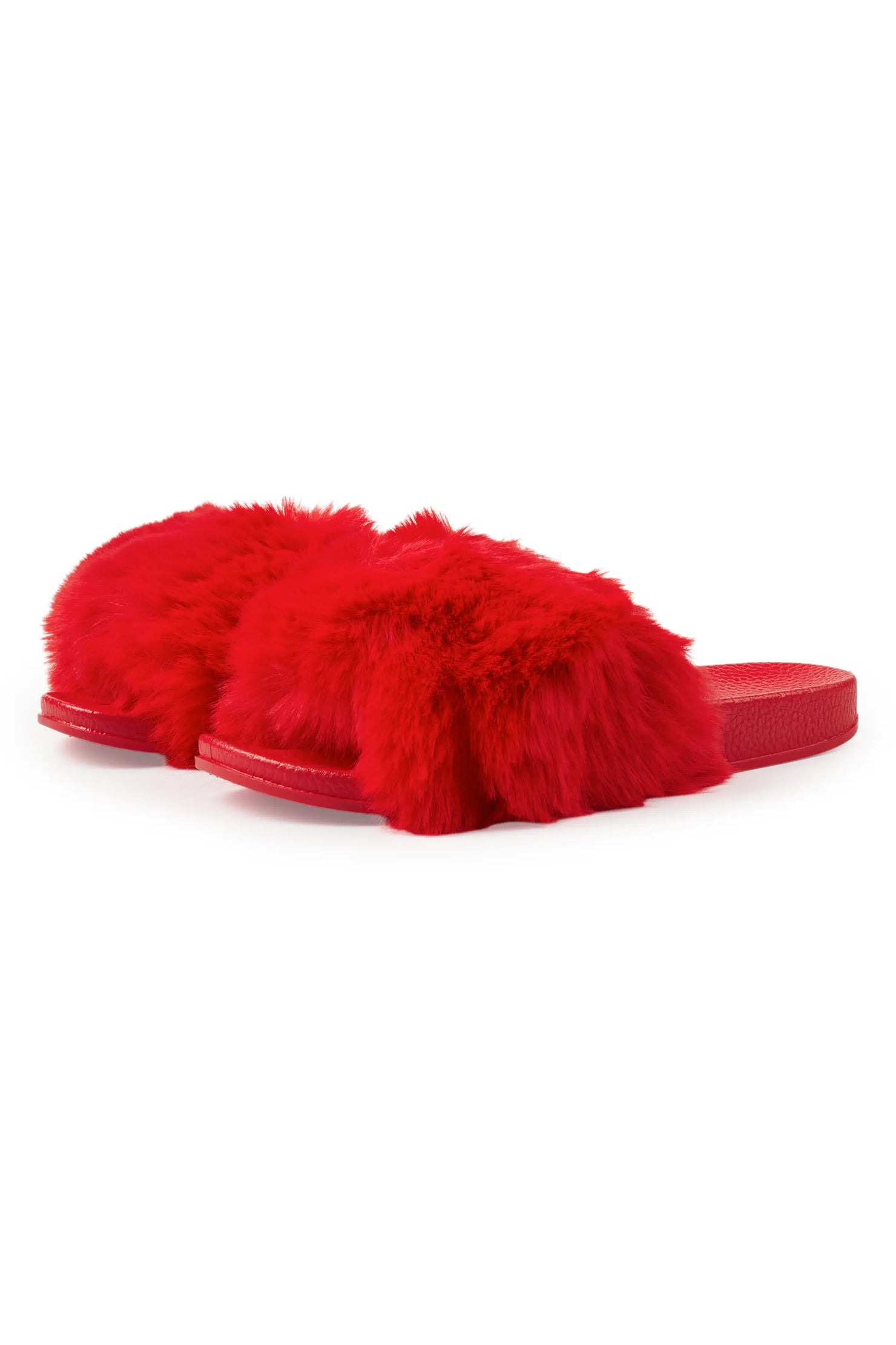 Tatyana Red Fur Slides