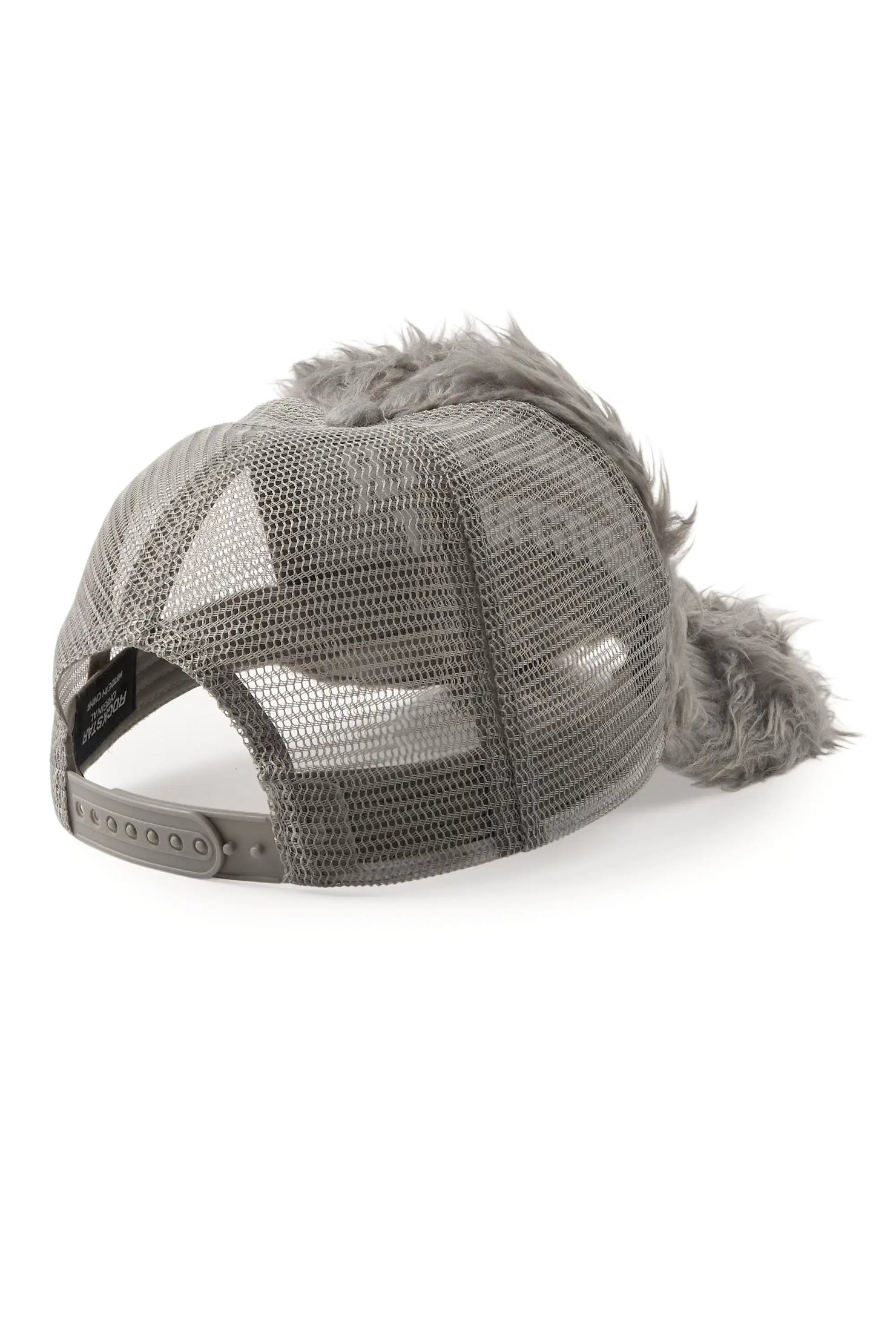 Shaggy Grey Fur Trucker Hat