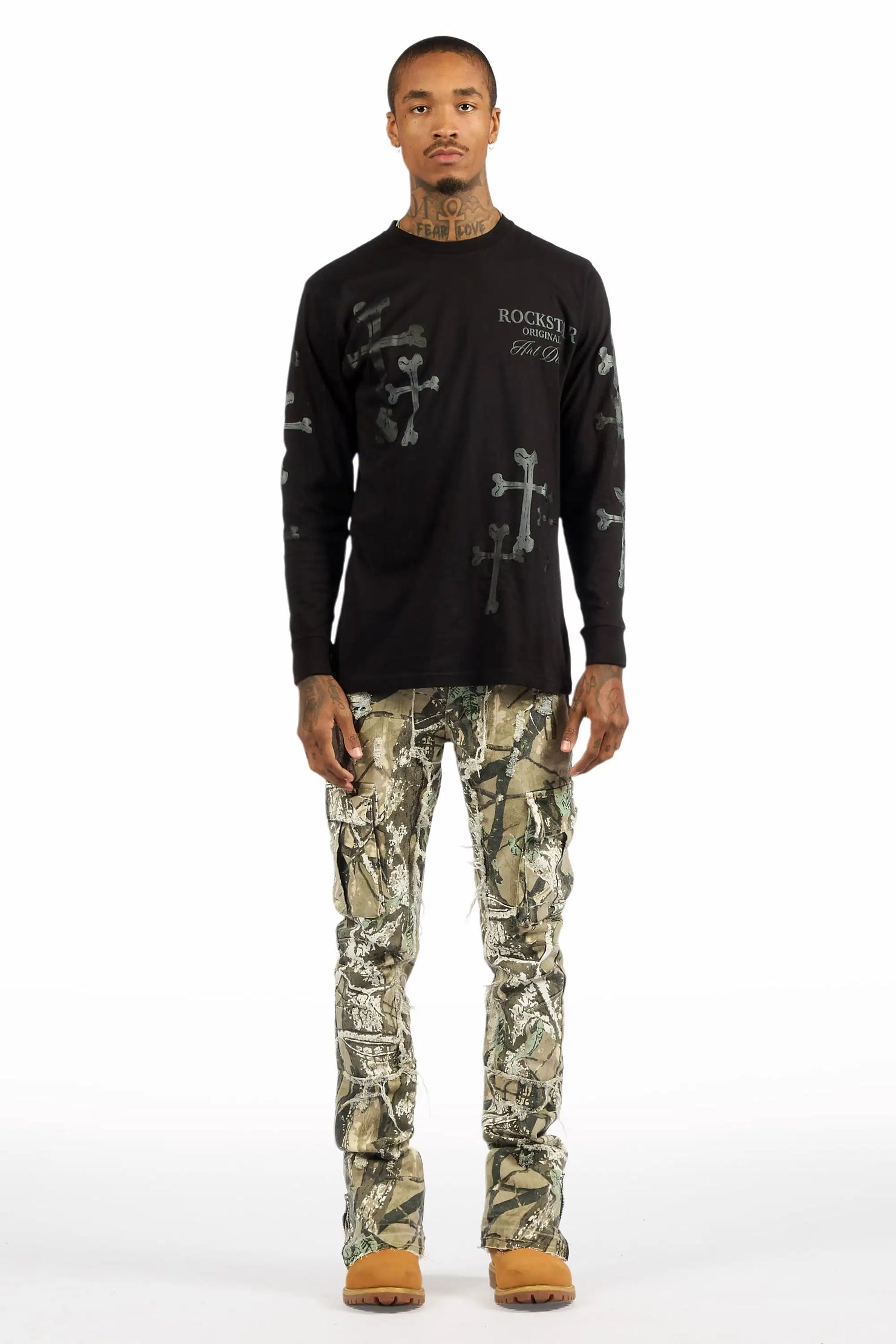 Aftermath Tree Camo Stacked Flare Jean