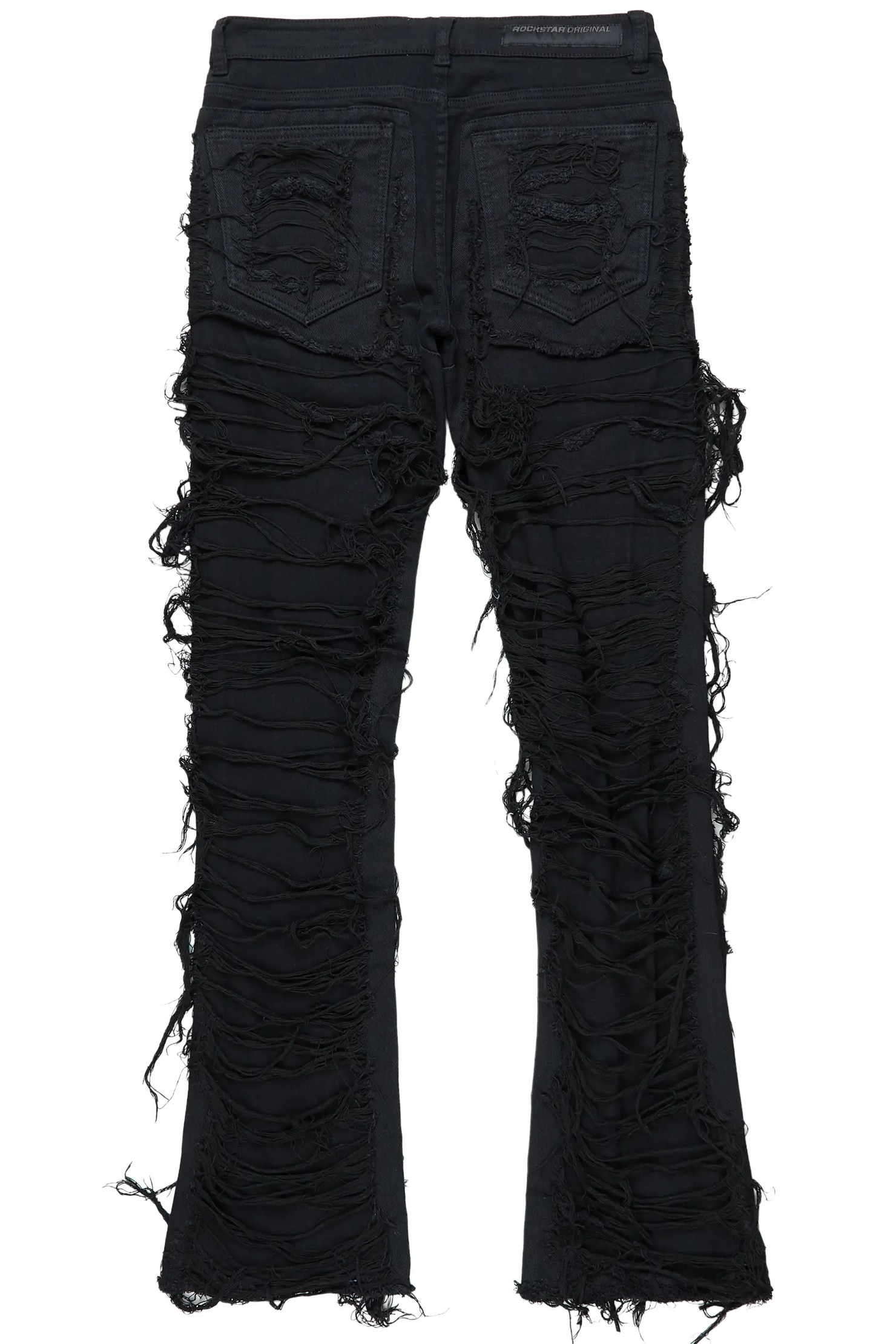 Conrad Jet Black Stacked Flare Jean