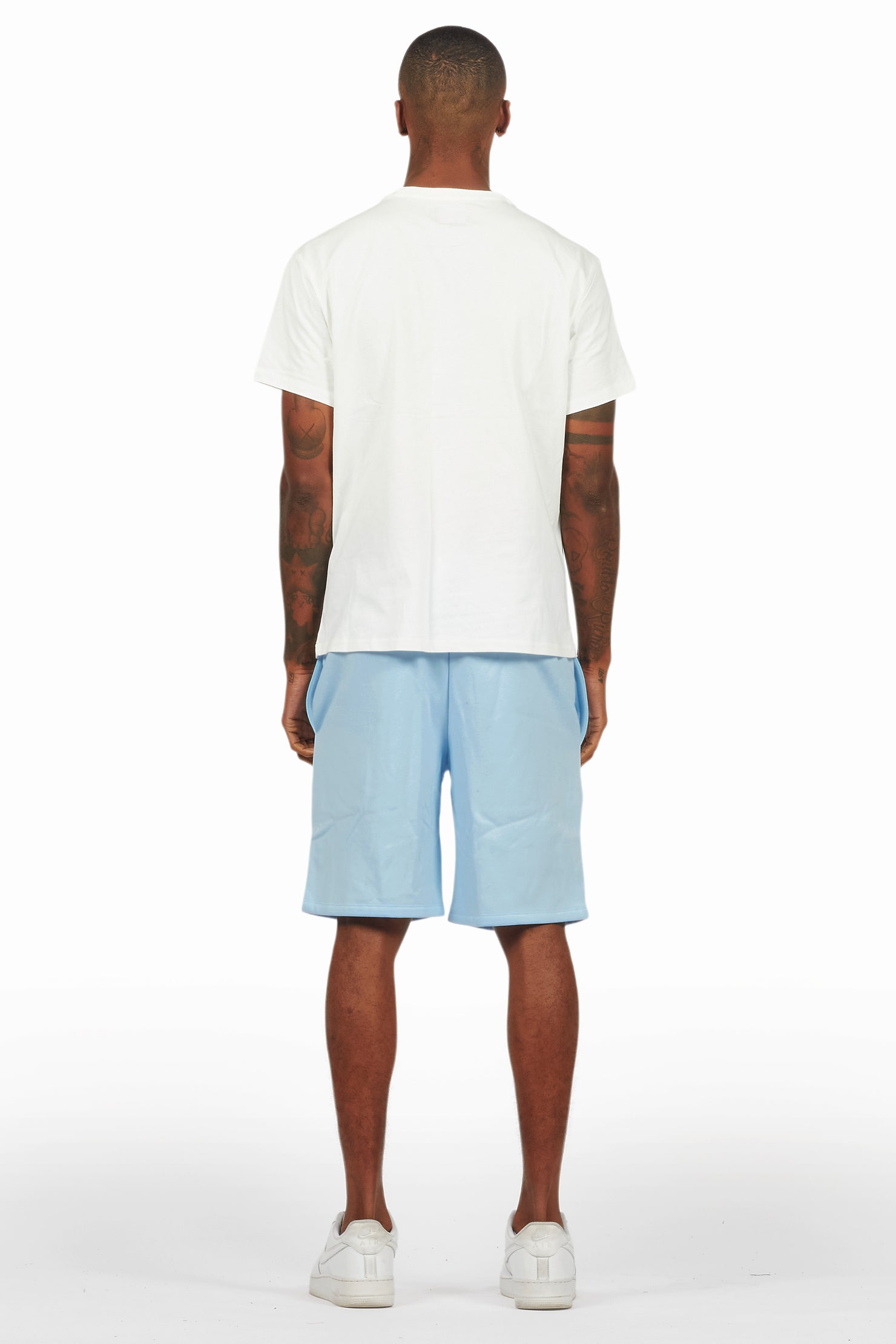 Sana White/Blue Short Set