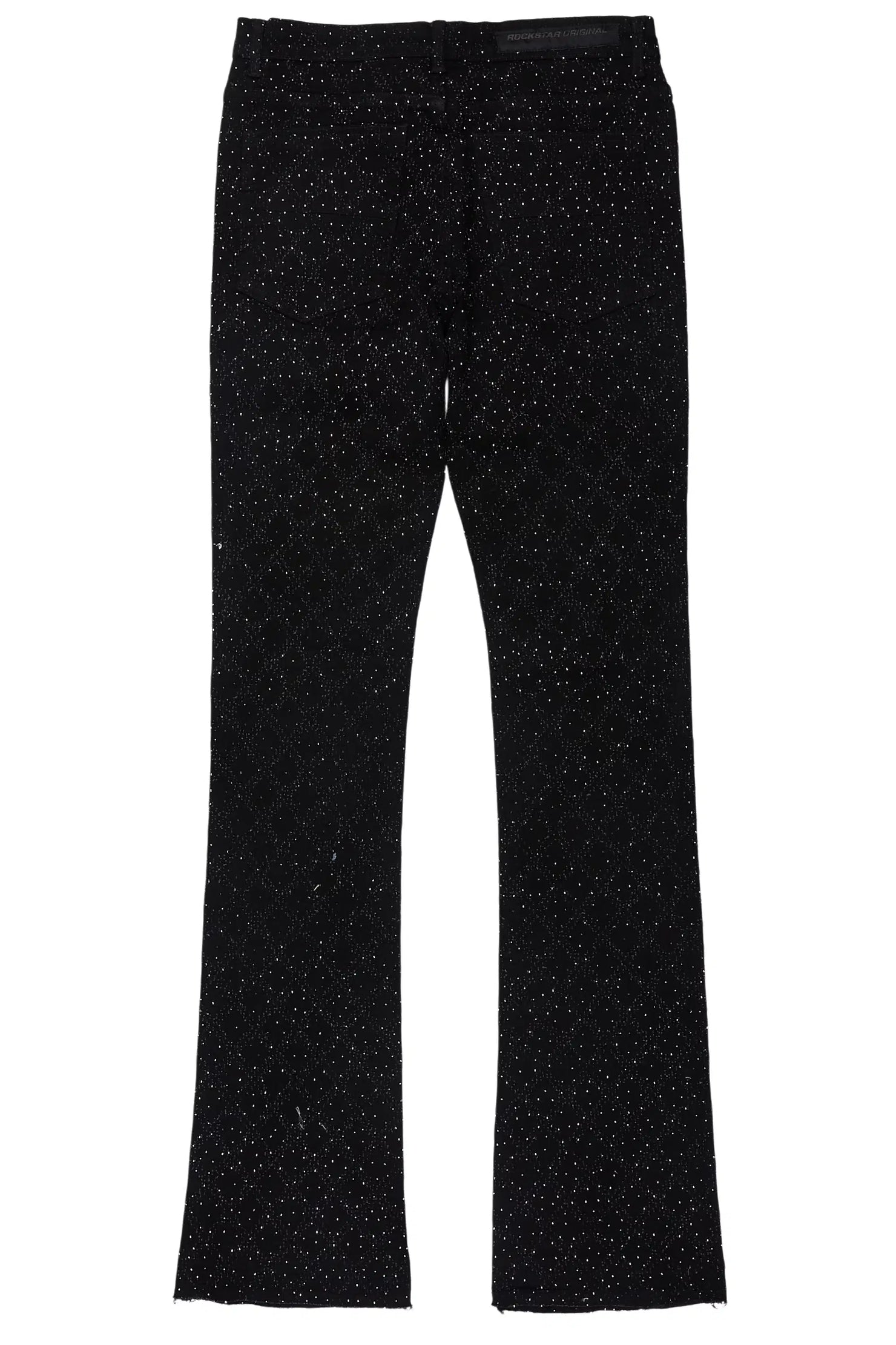 Glit Black/Silver Rhinestone Stacked Flare Jean
