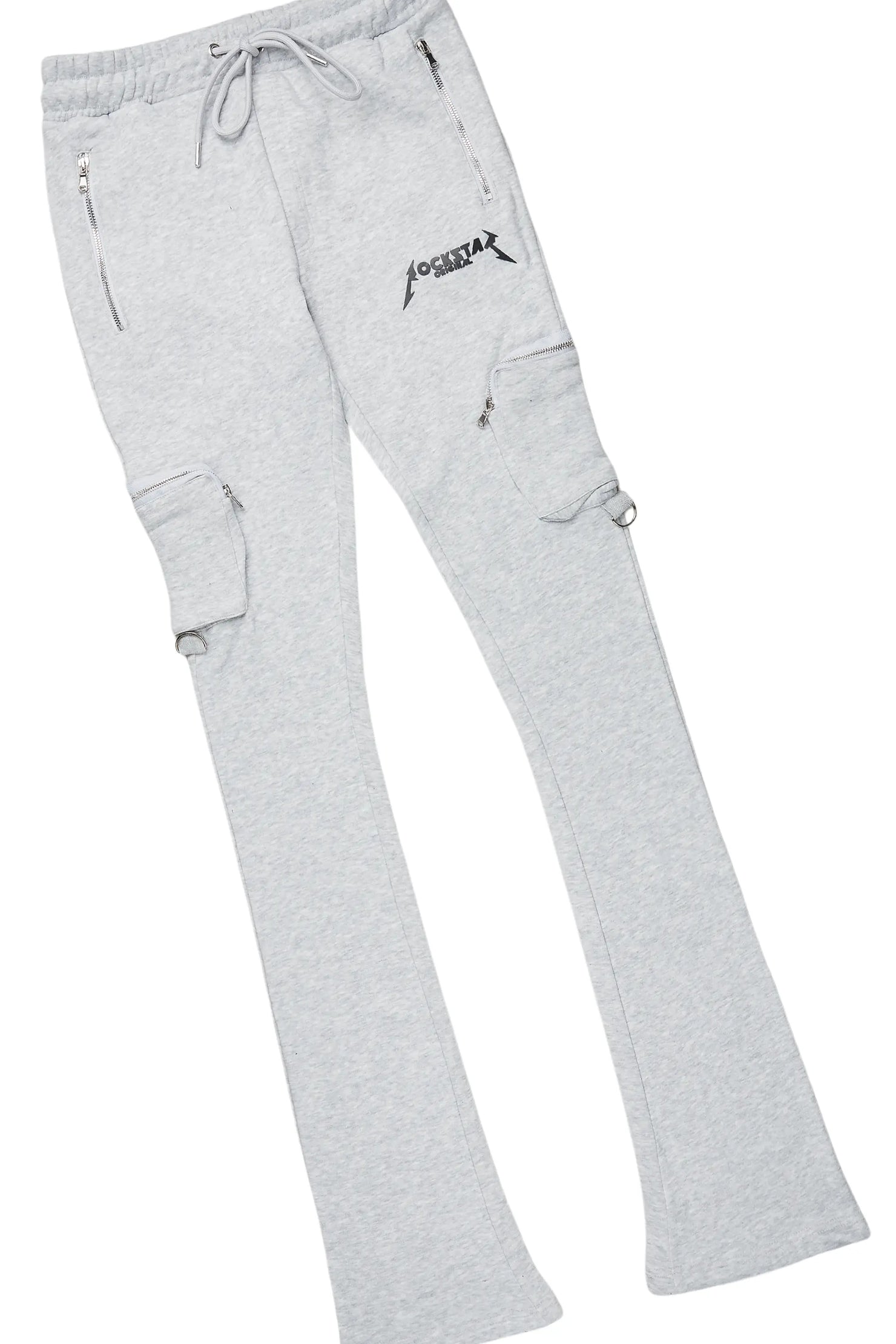 Texastea Black Long Sleeve T-Shirt & Colin Heather Grey Stacked Flare Track Set