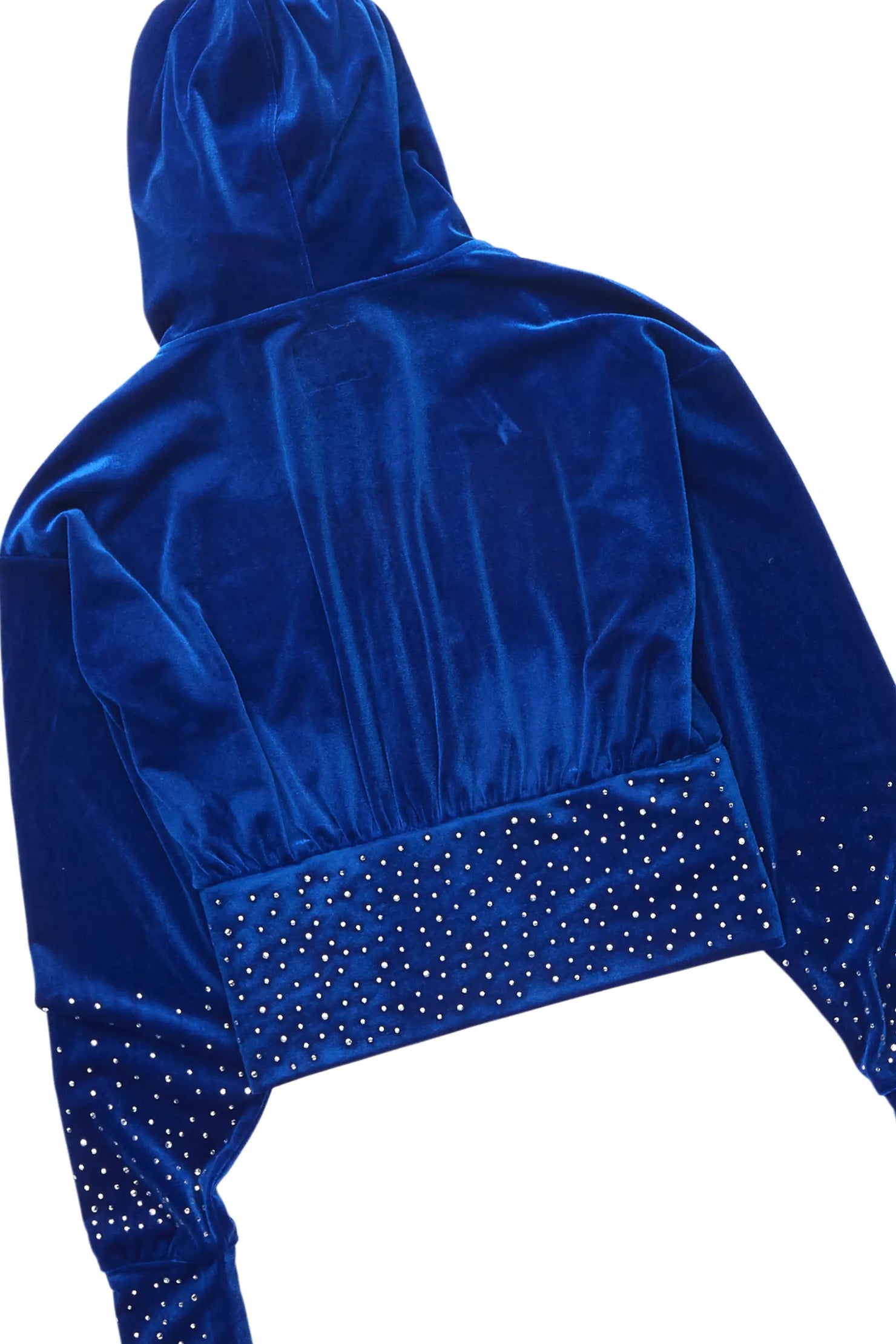 Rachell Royal Blue Rhinestone Velour Short Set