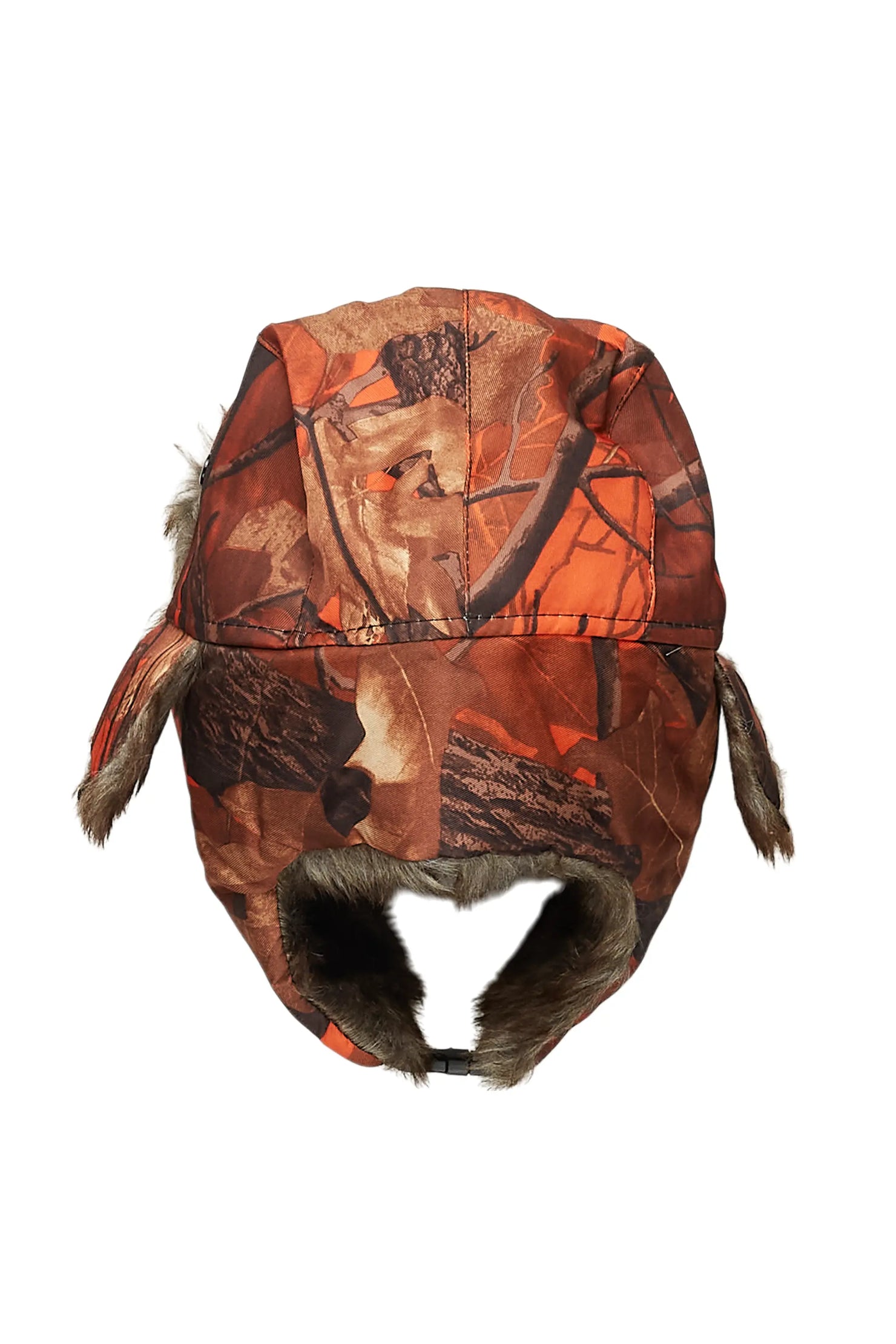 Saburo Orange Tree Camo Faux Fur Trapper Hat