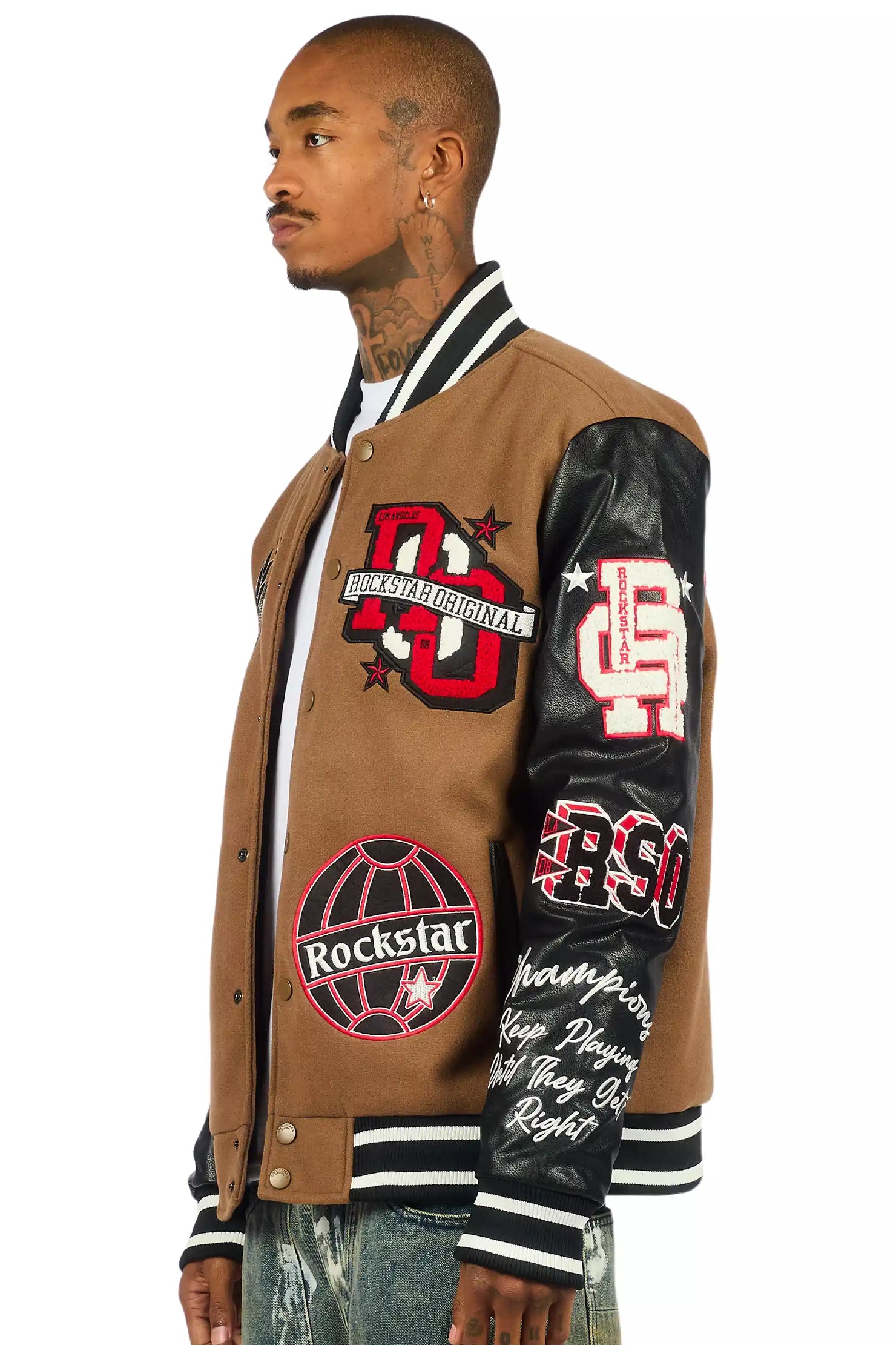 Gallant Beige Varsity Jacket