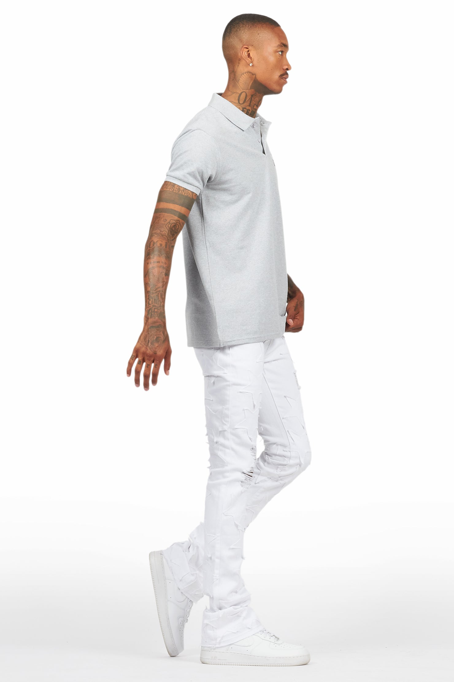 Flynn Heather Grey/Black Polo Shirt