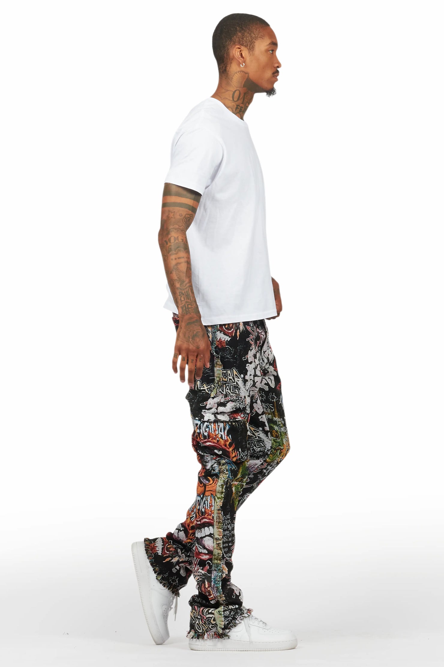 Jari Multi Stacked Tapestry Flare Jean