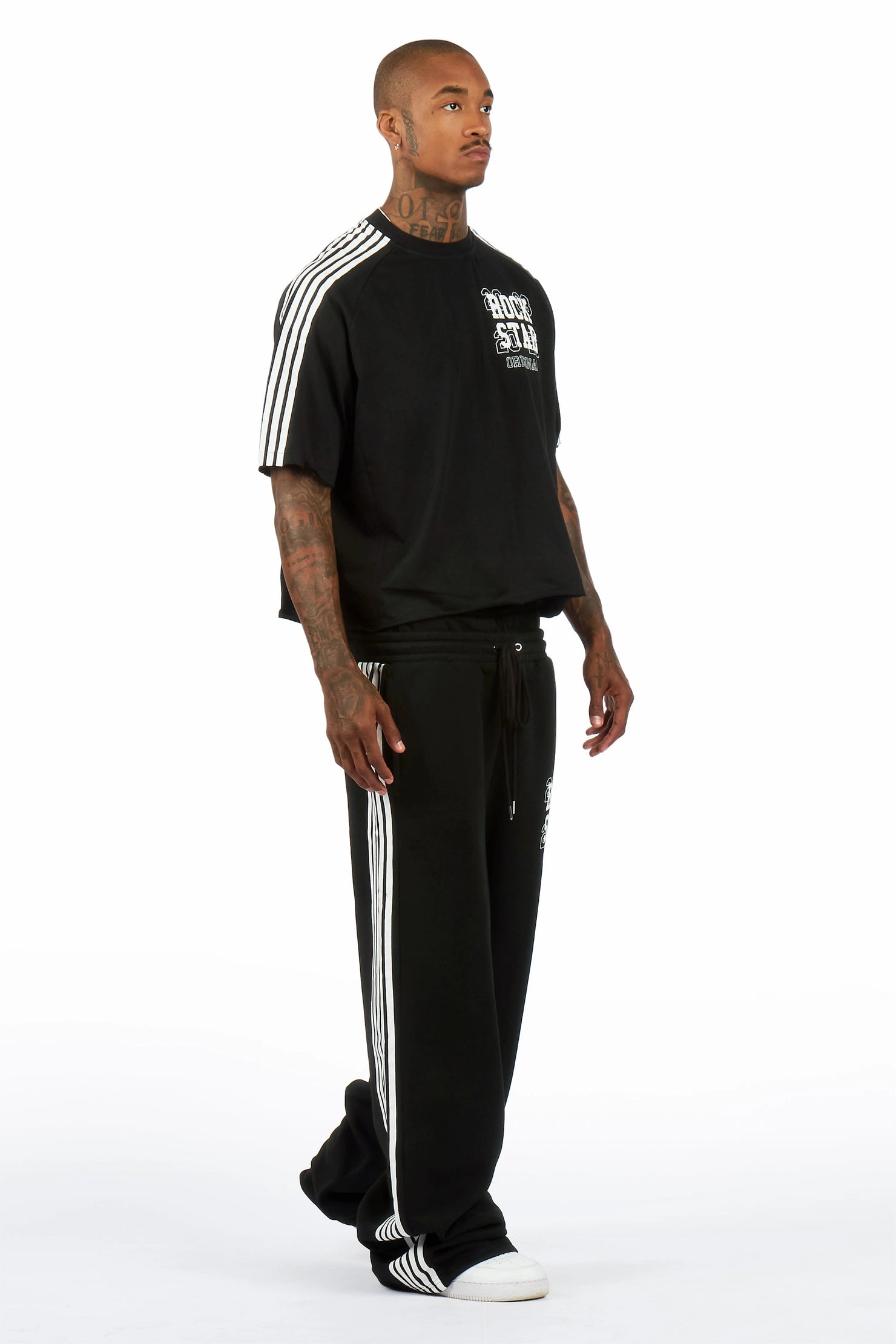 Berco Black T-Shirt/Double Waisted Baggy Track Set