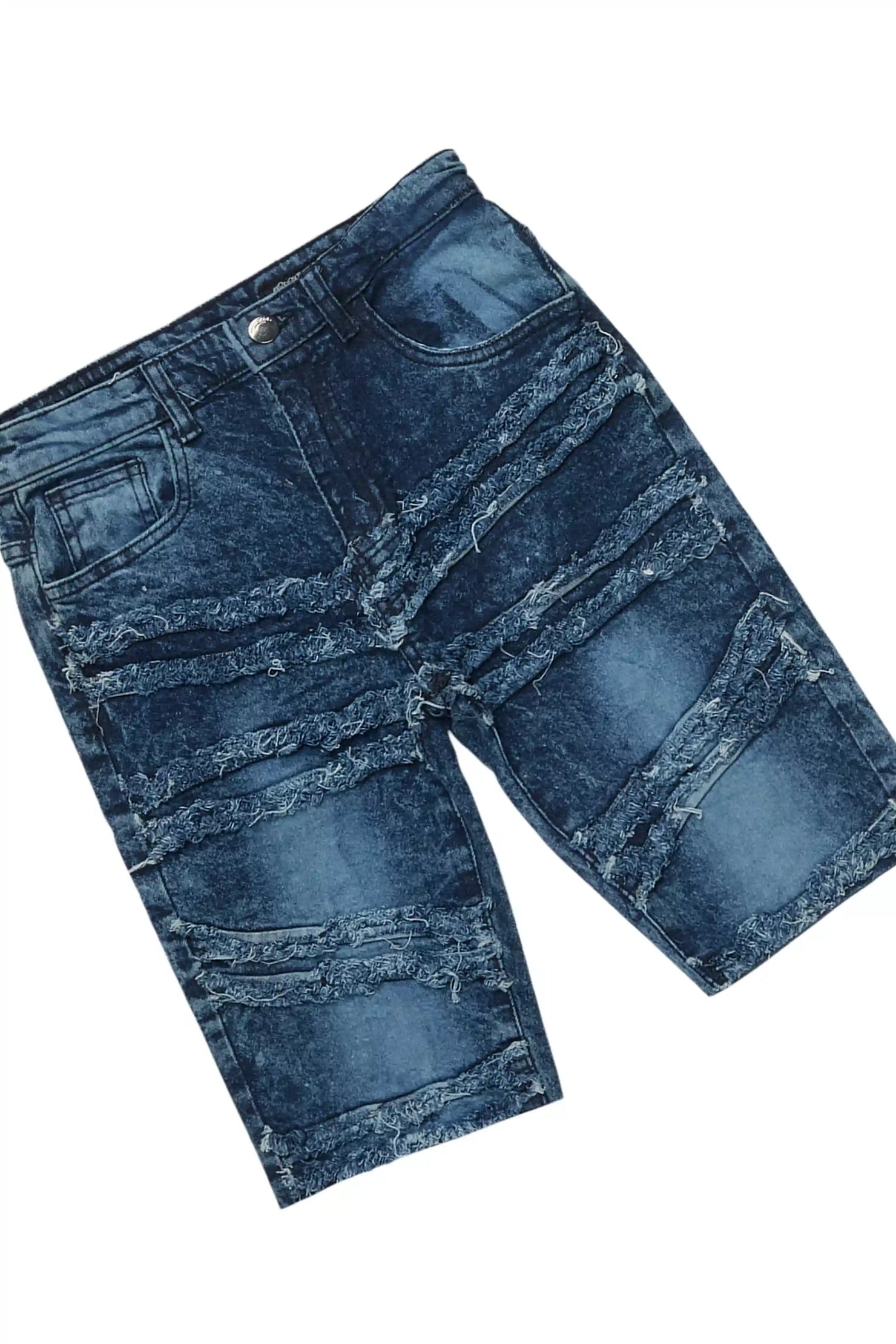 Girls Kammy White/Blue T-Shirt/Denim Short Set