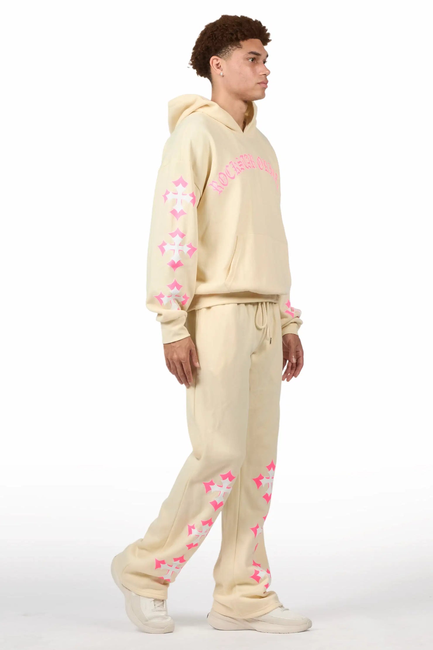 Vano Sand/Pink Hoodie Relaxed Track Set