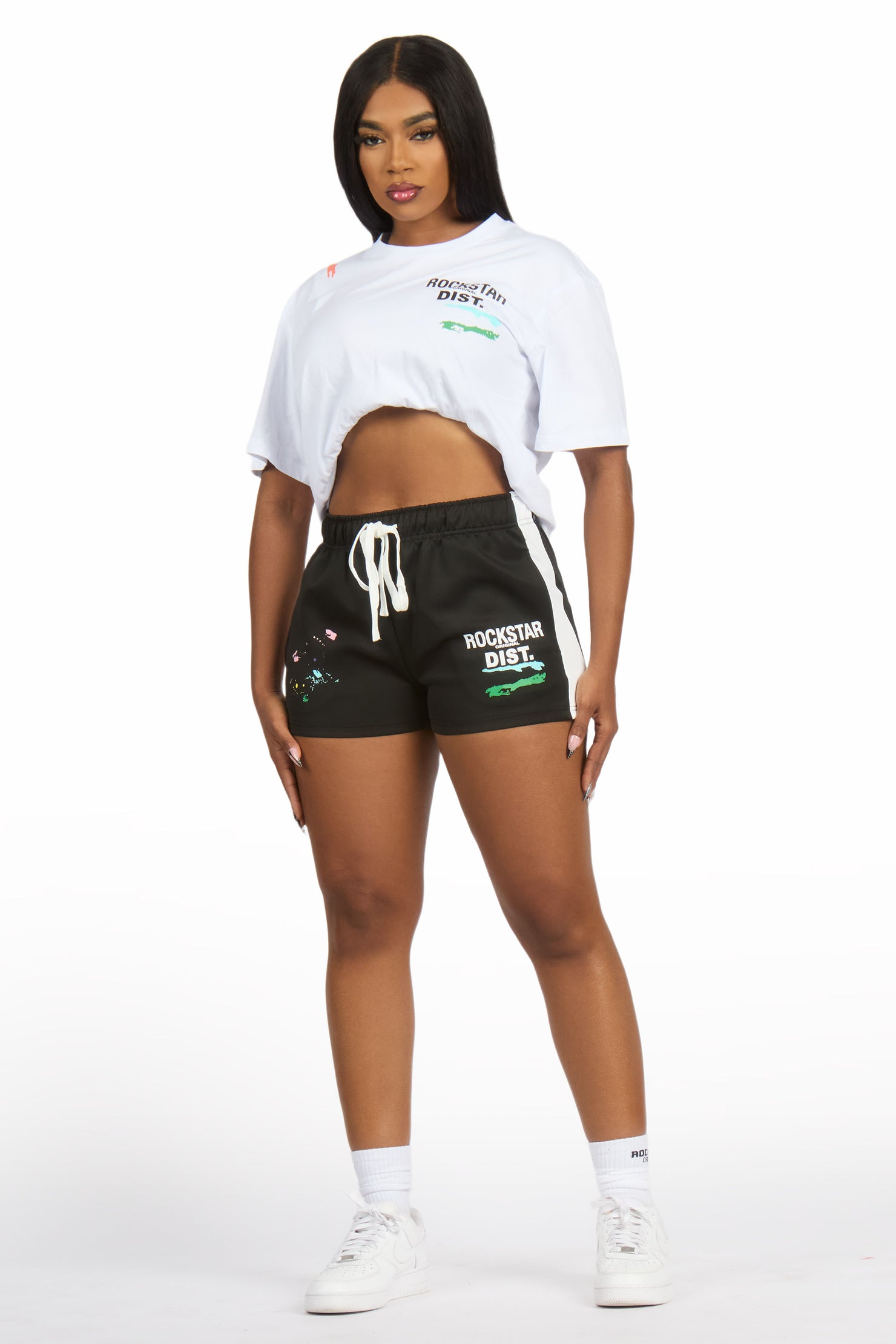 Shawntel White/Black T-Shirt Short Set