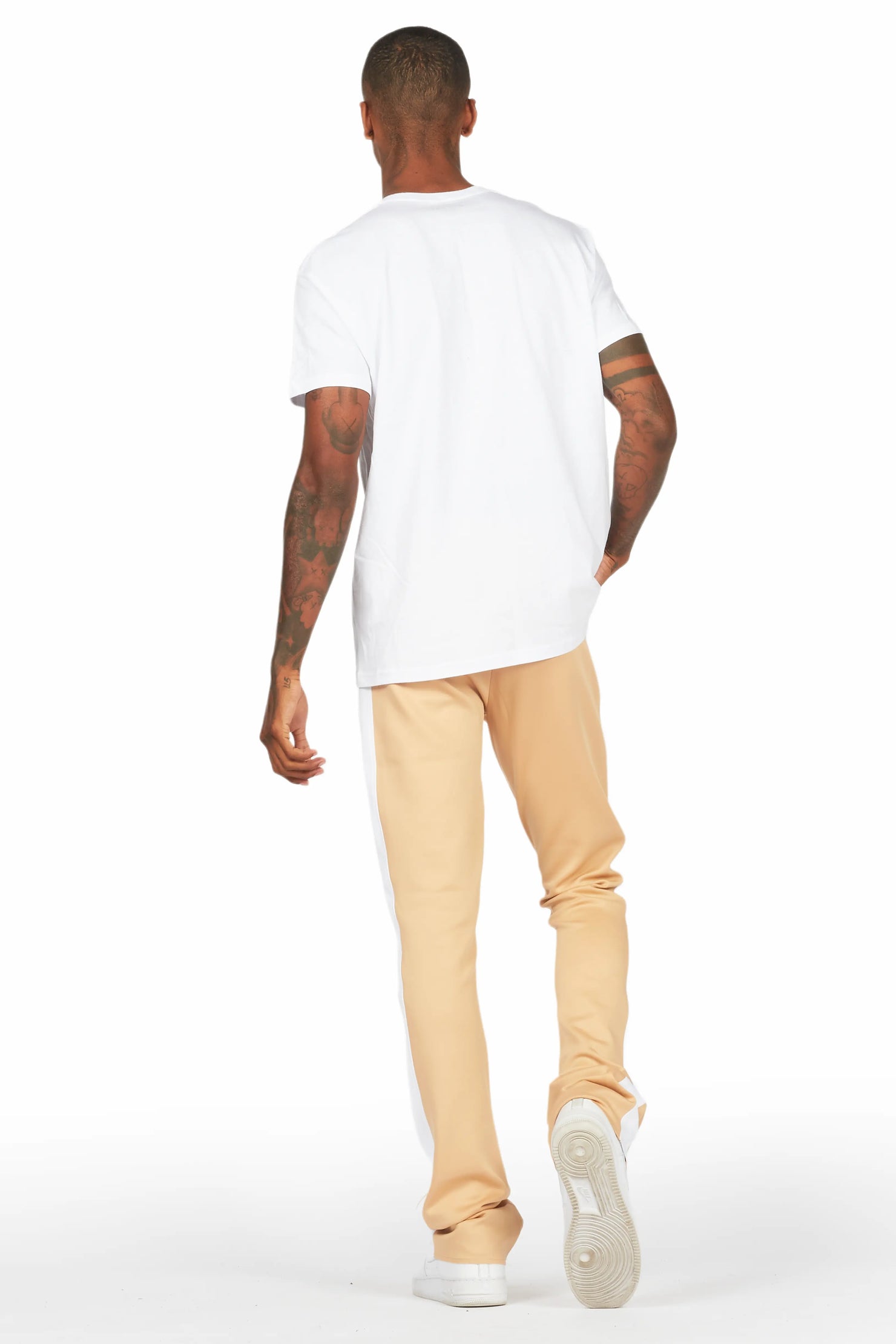 Dash White/Beige T-Shirt/Stacked Flare Track Set