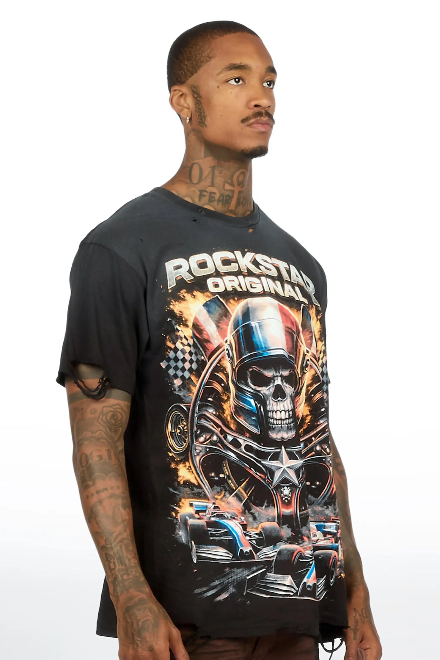 Diggs Black Oversized Graphic T-Shirt