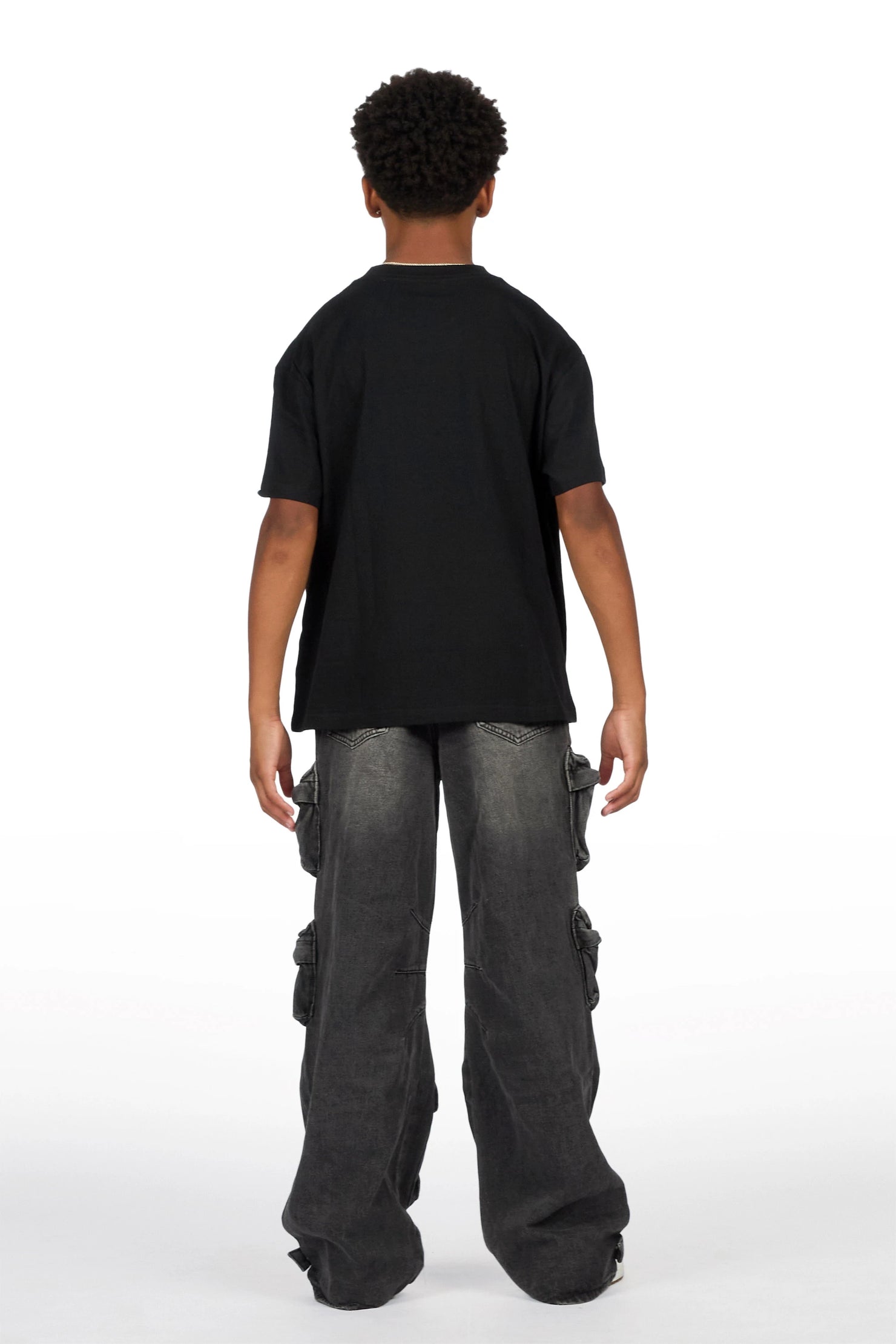 Boys Brasko Black/Dark Grey T-Shirt Baggy Jean Set