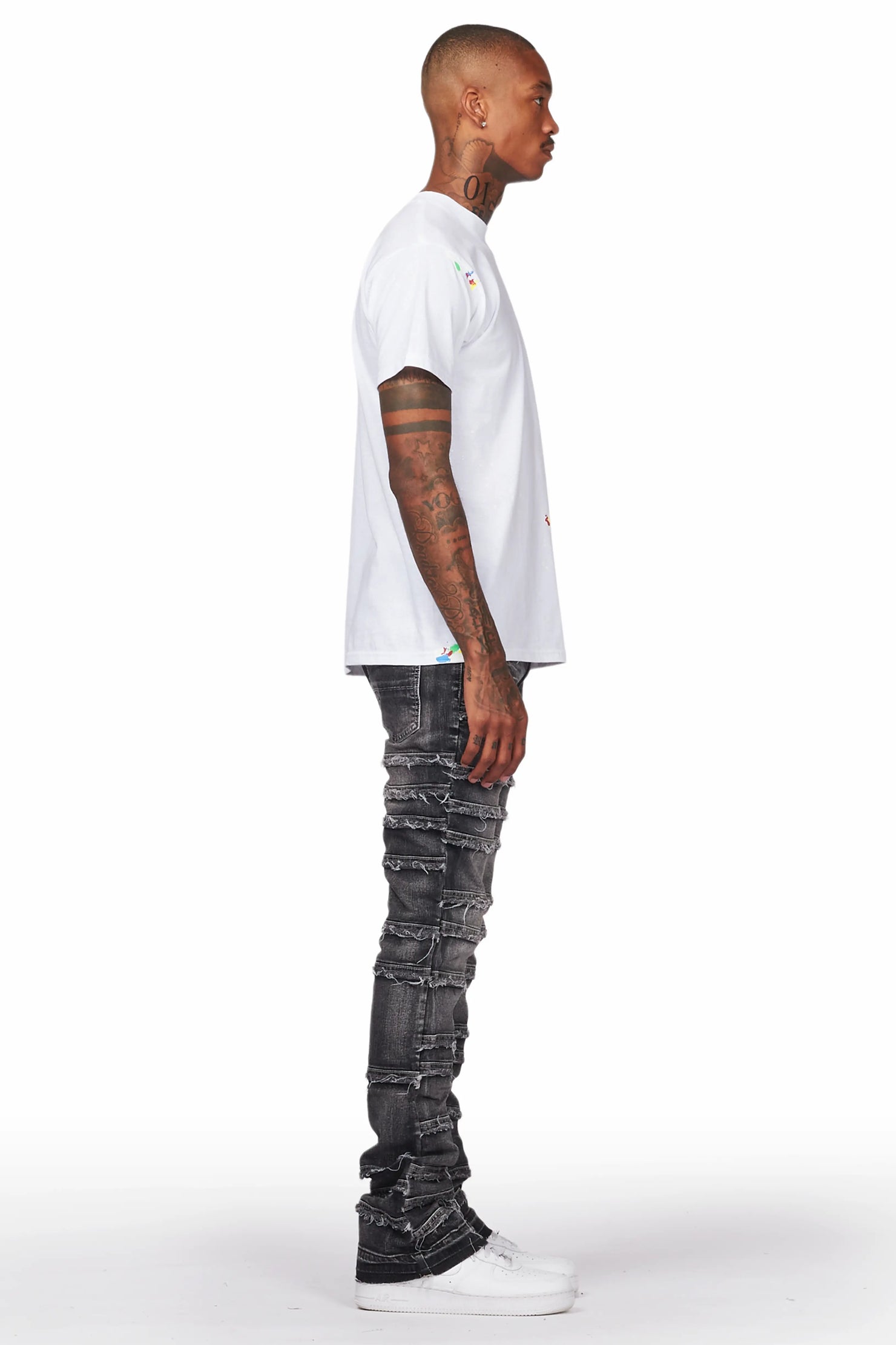 Silvan Dark Grey Stacked Flare Jean