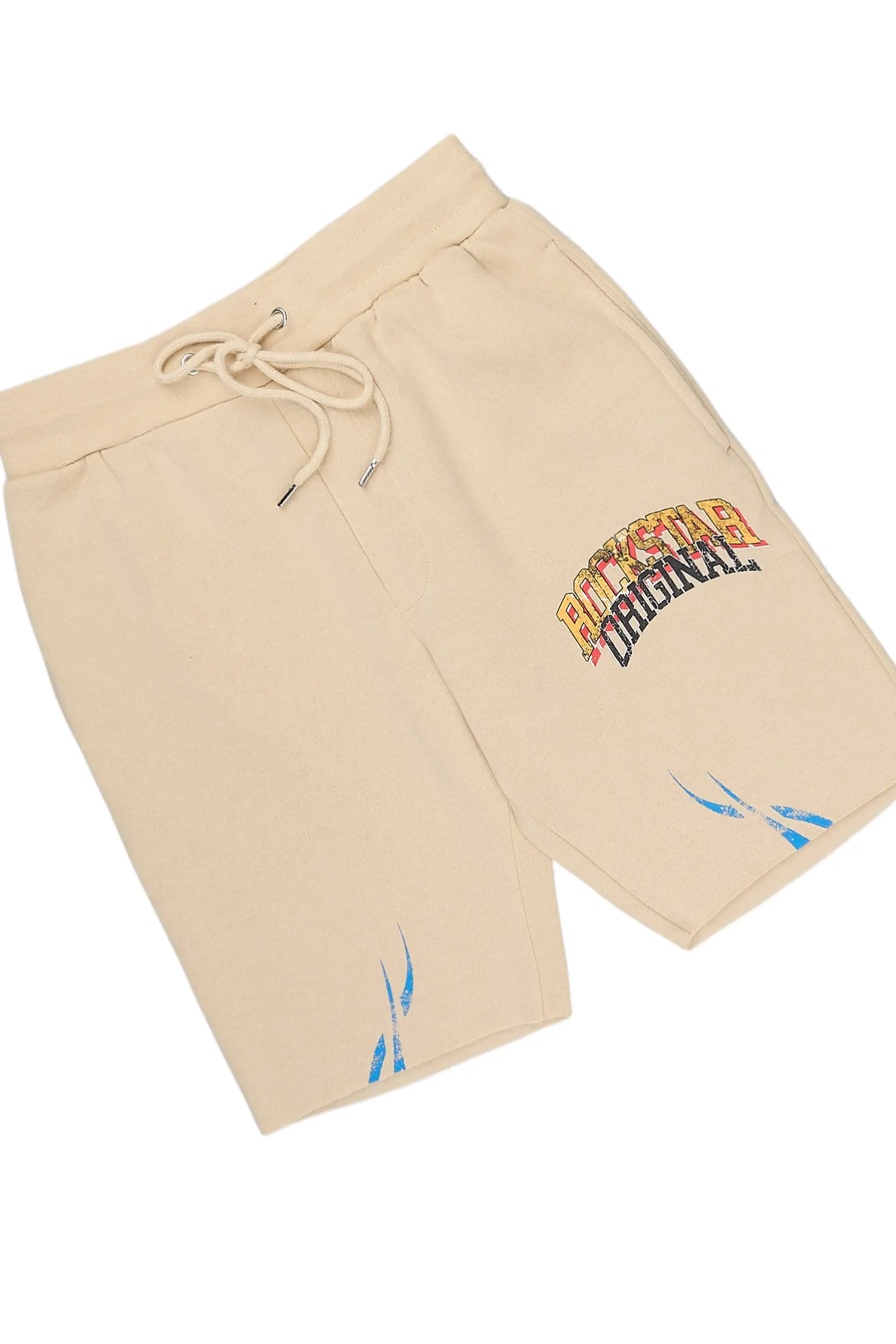 Raneisha Beige Cut Sleeve Short Set