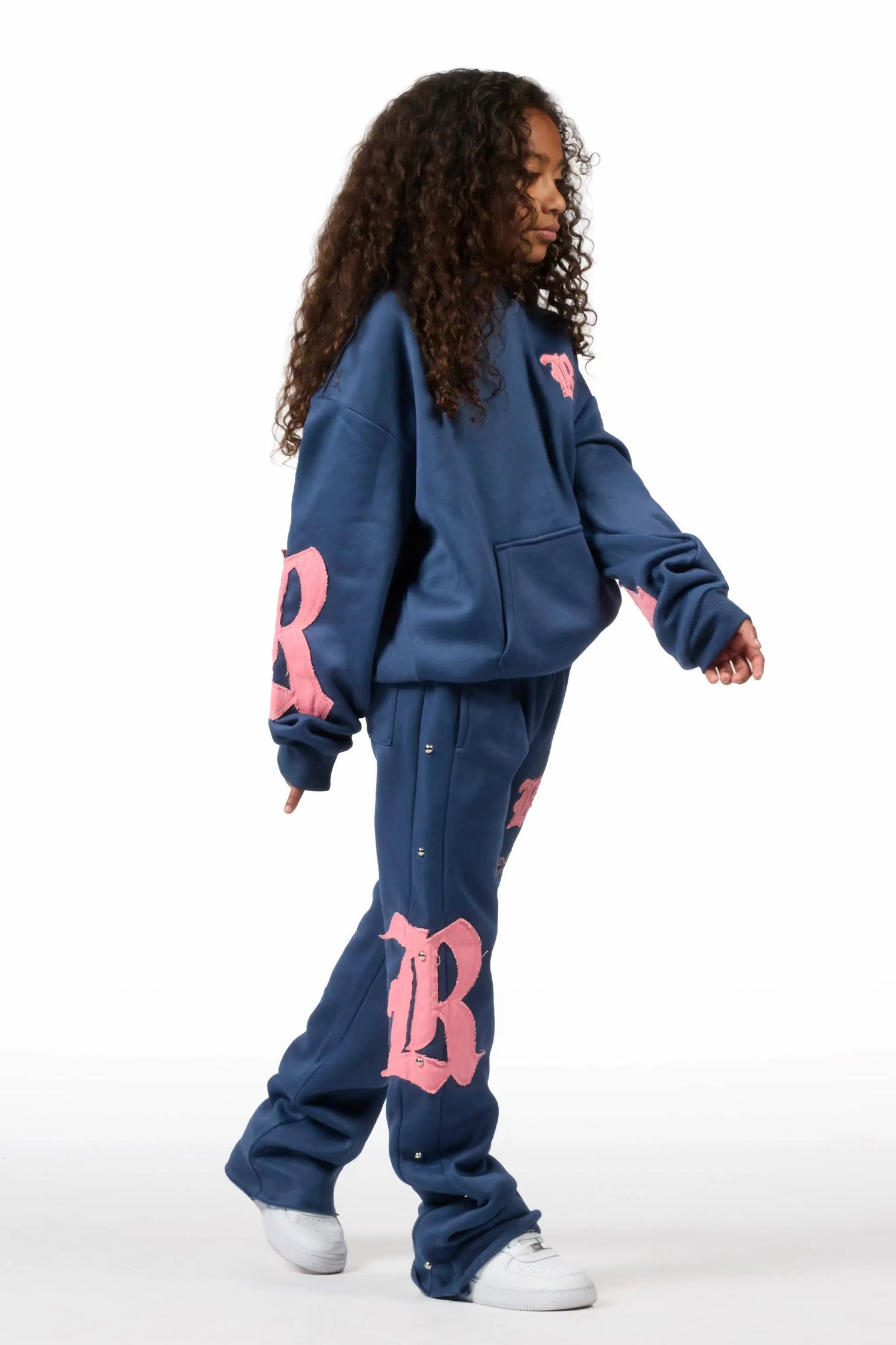 Girls Shironda Navy/Pink Stacked Track Set