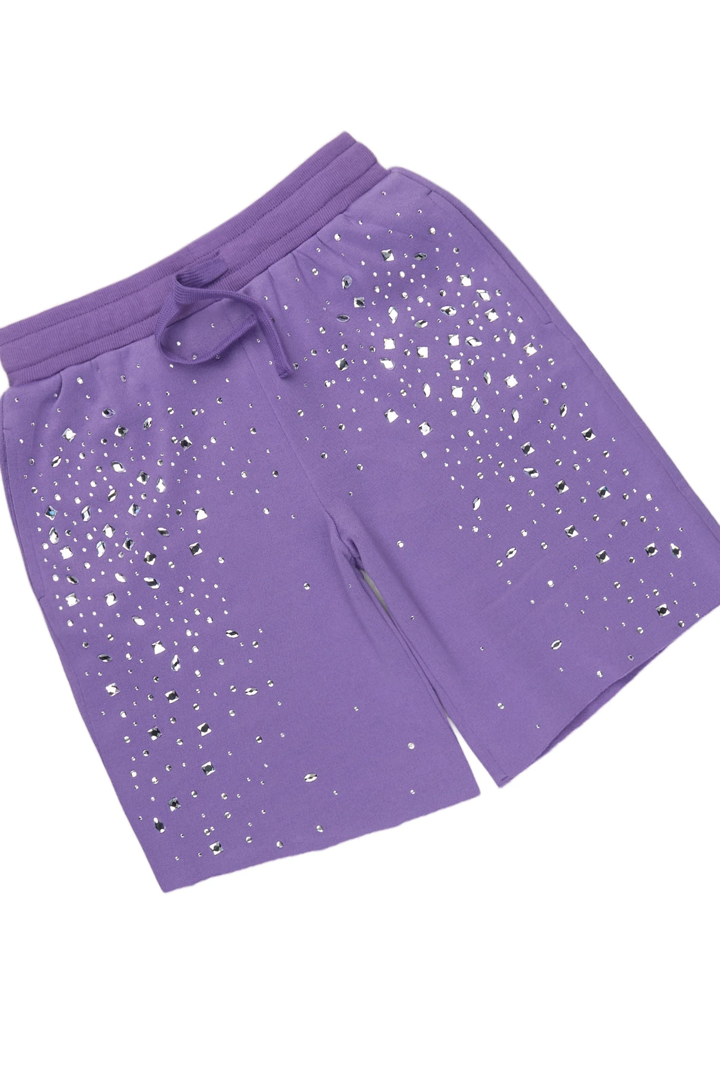 Girls Porsha Purple Rhinestone Short Set