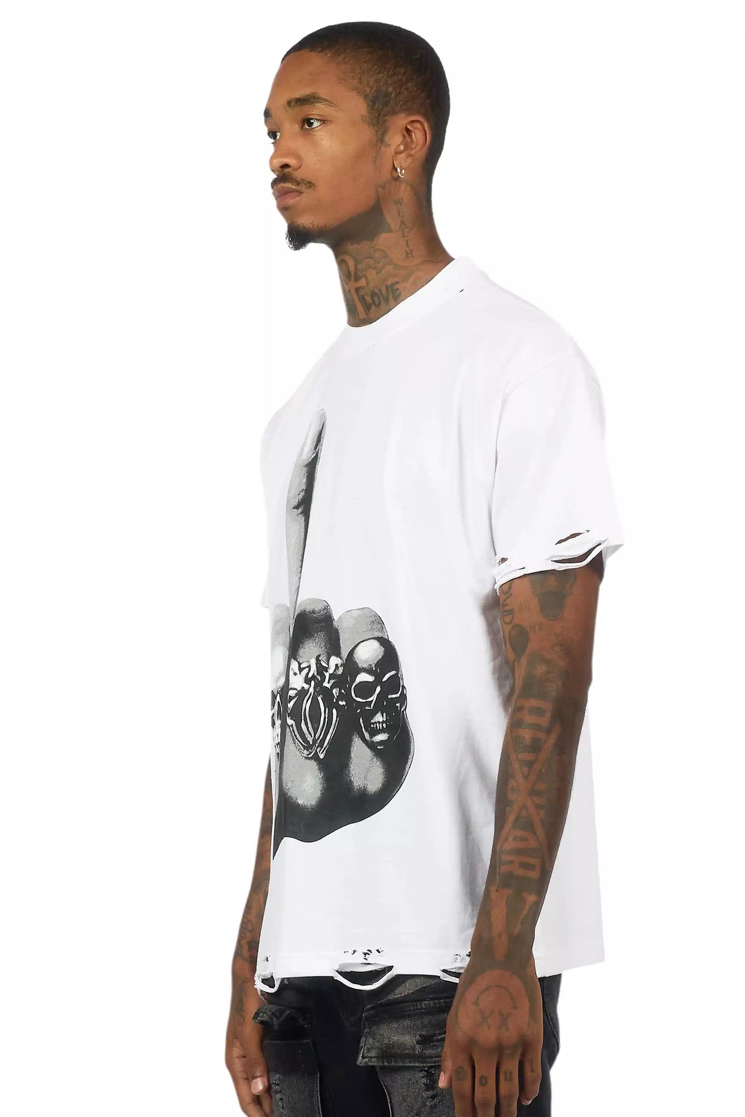 Ummar White Oversized Graphic T-Shirt