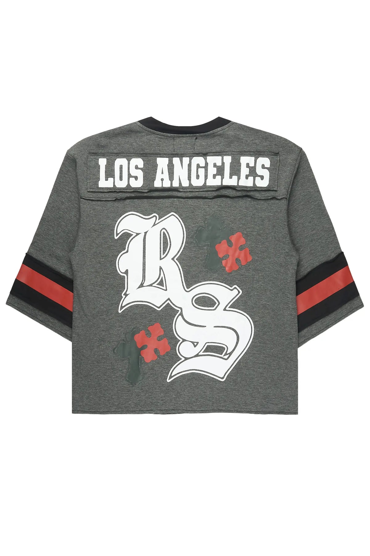Bracken Dark Grey 3/4 Sleeve Boxy Crop Tee