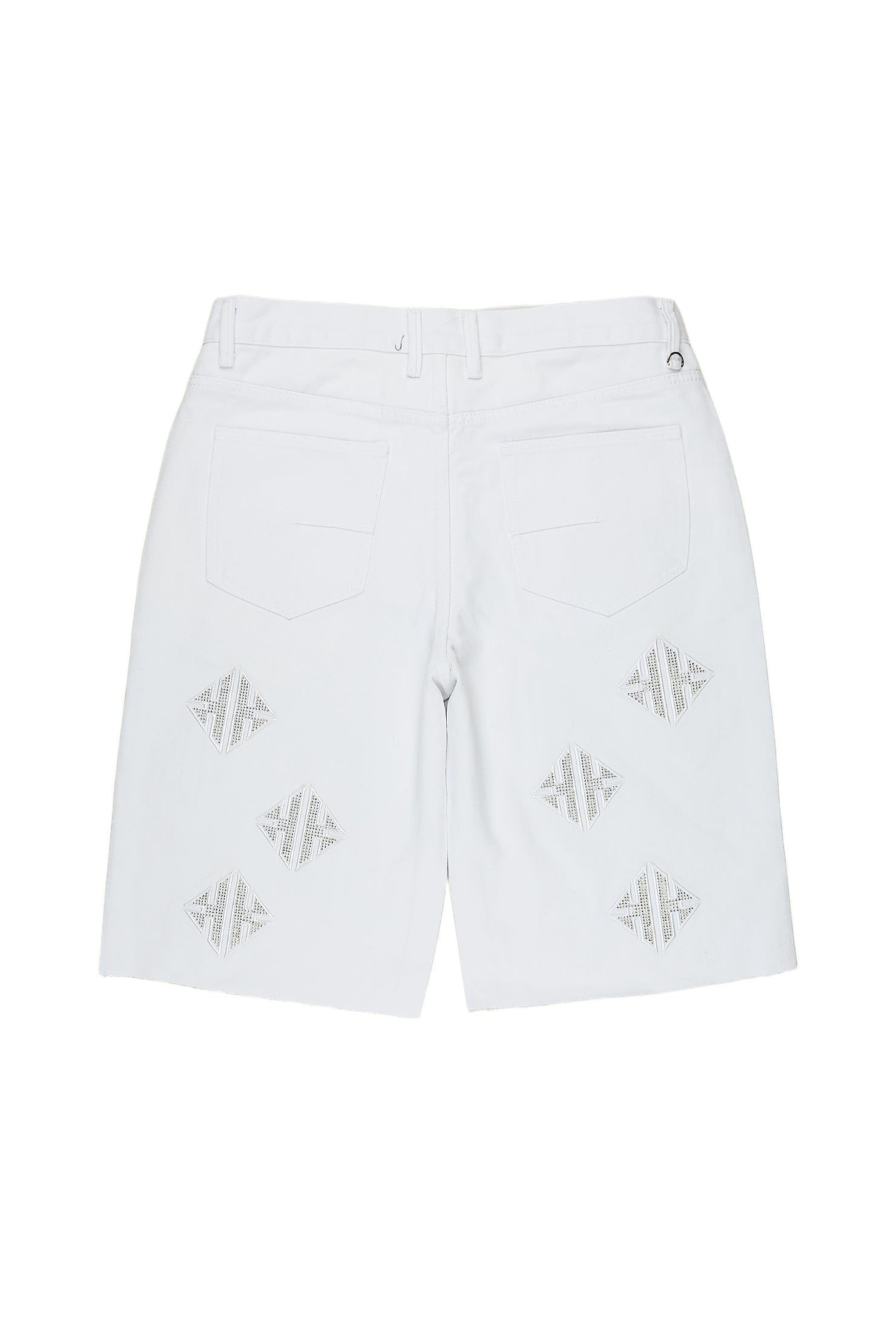 Chelot White Rhinestones Denim Short