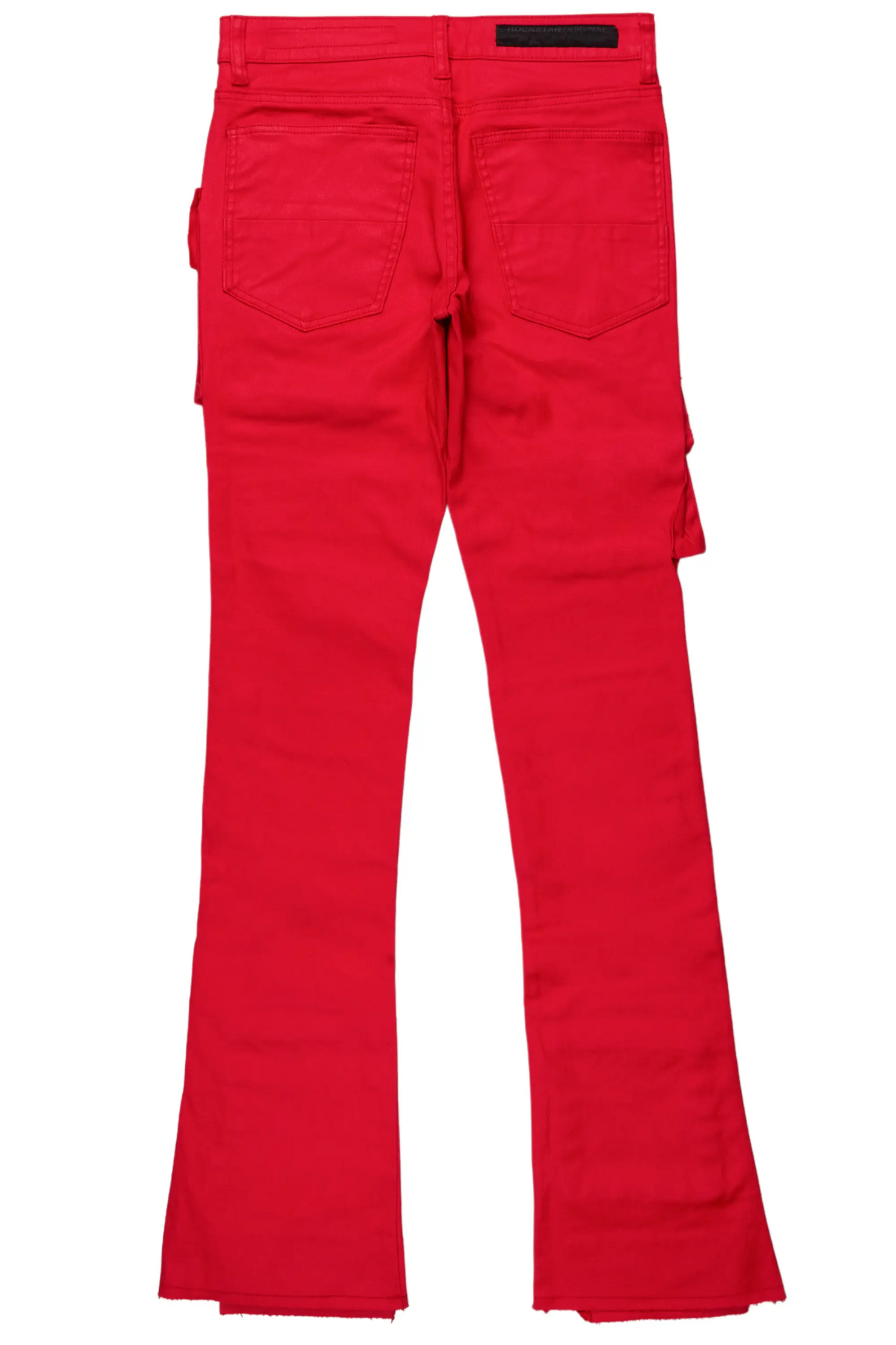 Zander Red Stacked Flare Cargo Jean