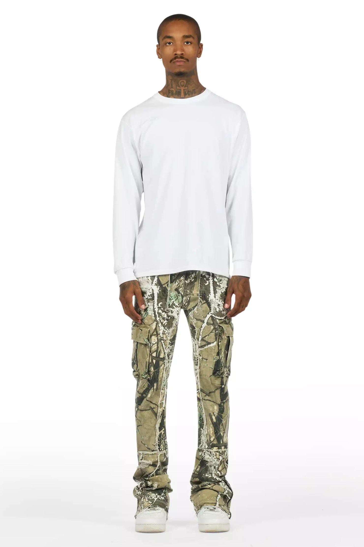 Aftermath Tree Camo/White Stacked Flare Jean