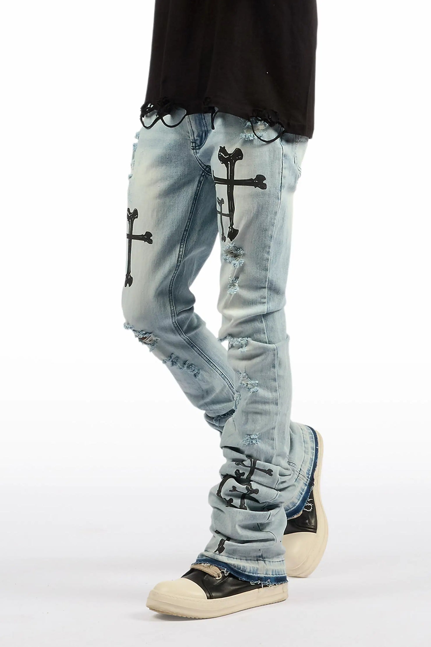 Olivier Stellan Blue Super Stacked Flare Jean