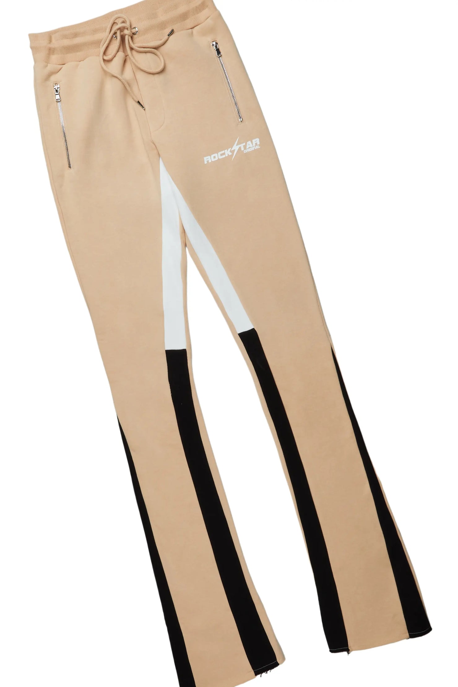 Rory Beige Hoodie Stacked Flare Pant Set