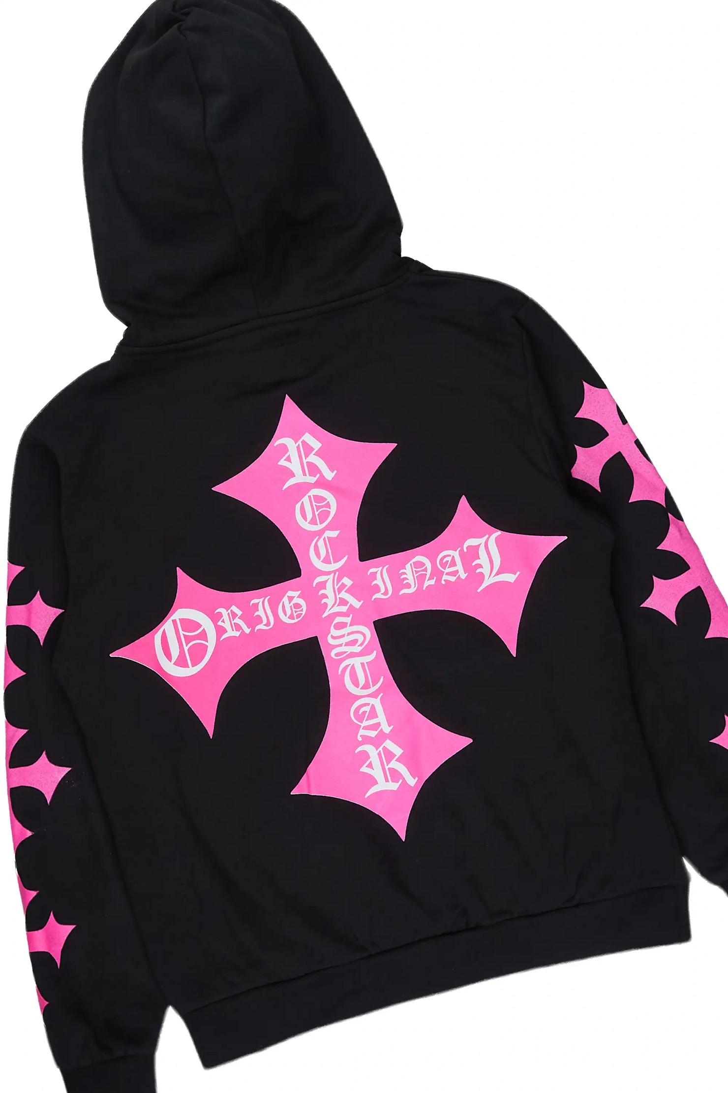 Slaydr Black/Pink Hoodie/Stacked Flare Track Set